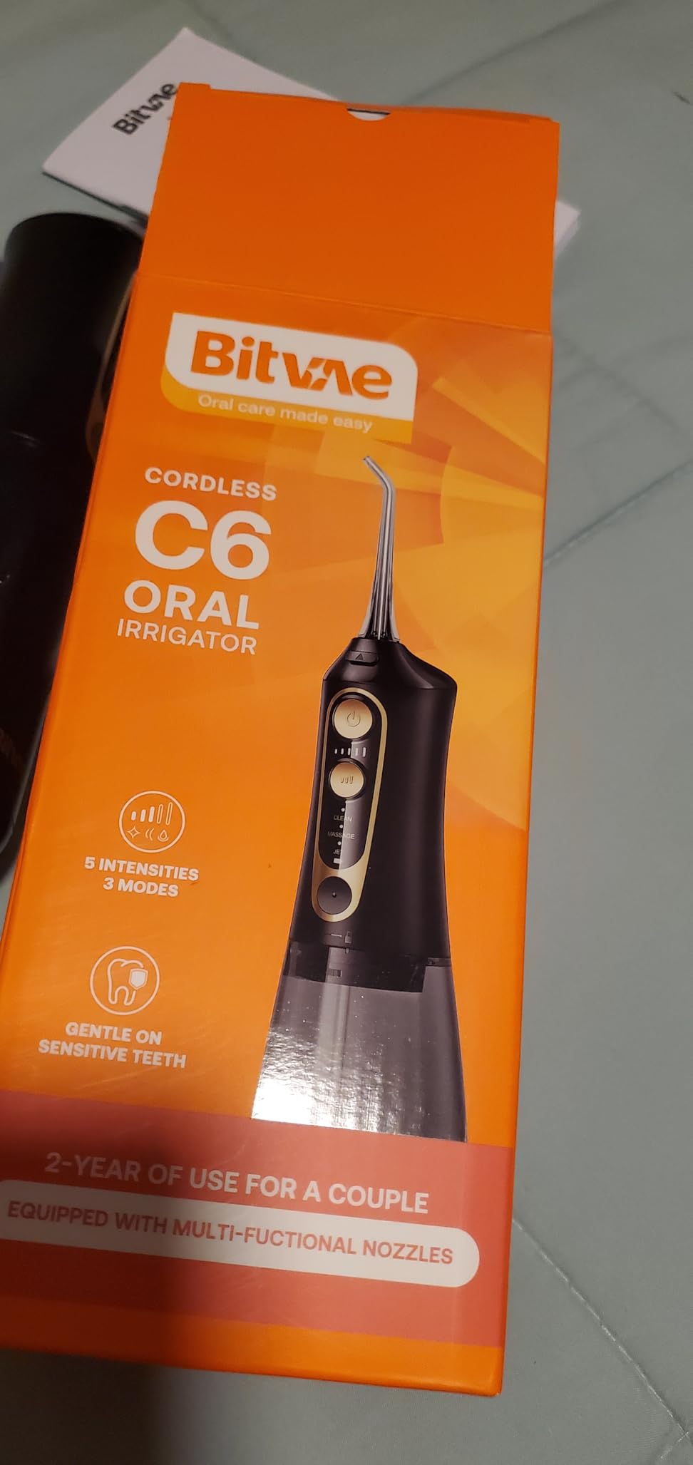 Bitvae C6 Water Dental Flosser for Teeth, Cordless Flosser for Travel with 6 Jet Tips, 3 Modes 5 intensities, IPX7 Waterproof Portable & Rechargeable Oral Irrigator Cleaner, Black customer photo 1