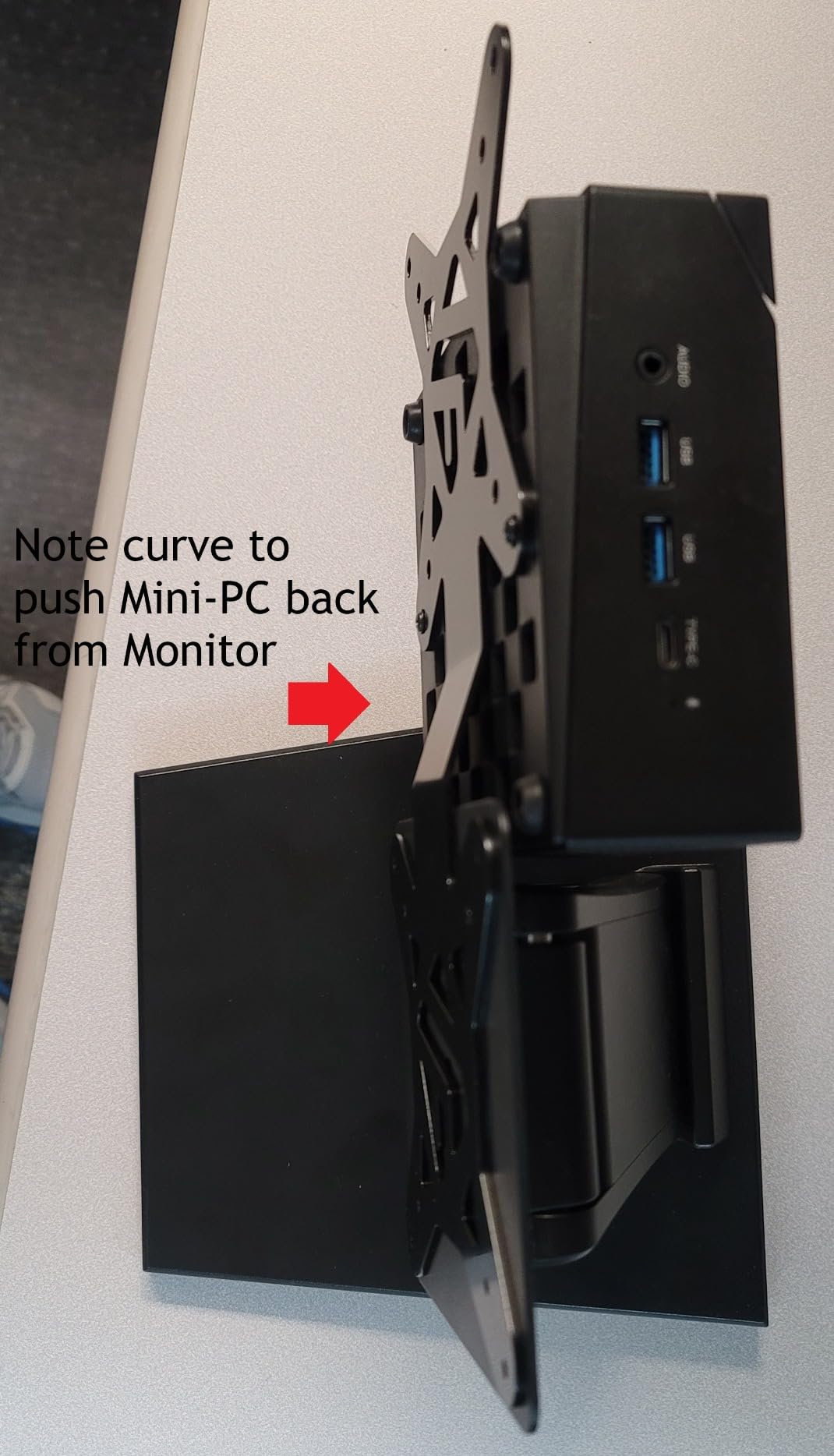 IFCASE Universal Back of Monitor, Monitor Arm Extension Metal VESA Mount Adapter Extender Plate for Mini PC CPU Computer Compatible with Intel NUC (Black) customer photo 2