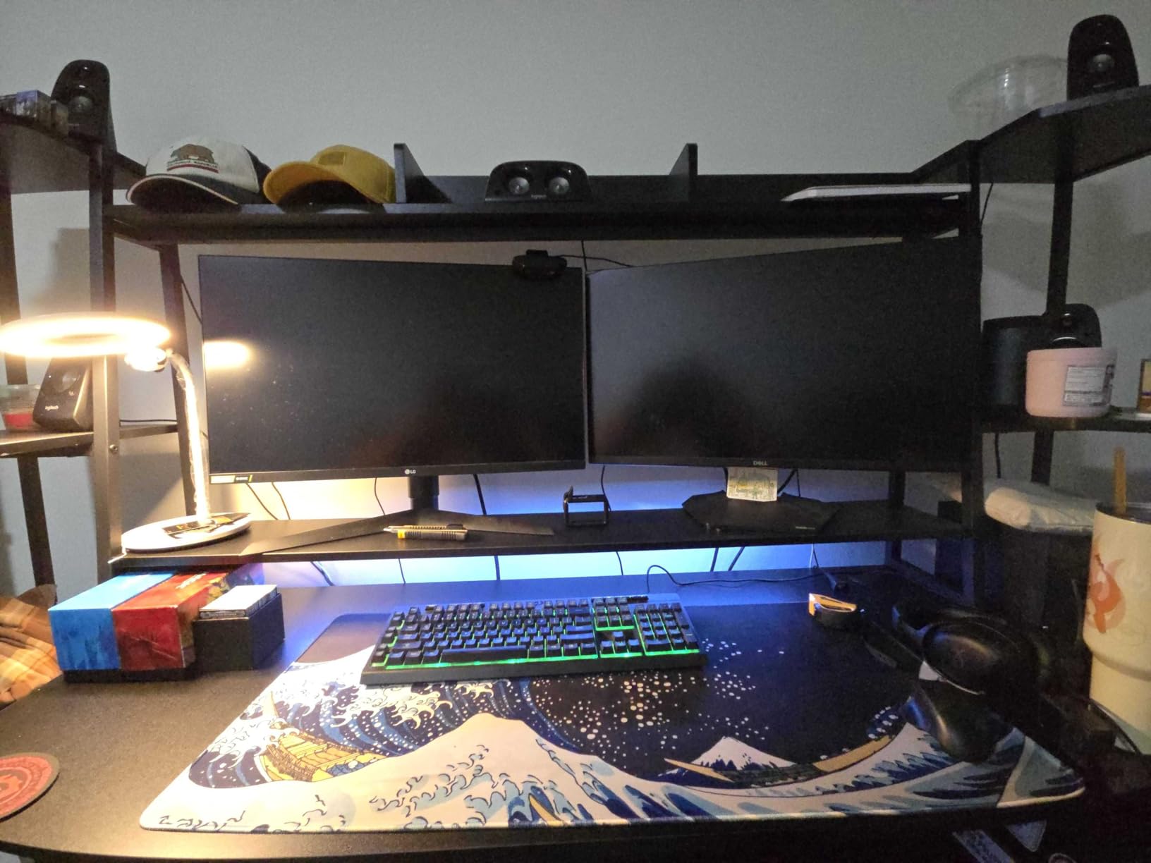 SEDETA Gaming Desk 65.7'' with LED Lights, Hutch and Storage Shelves, Computer Desk with Monitor Stand, Large PC Gamer Desk Workstation, Ergonomic Gaming Table for Bedroom, Living Room, Black customer photo 1