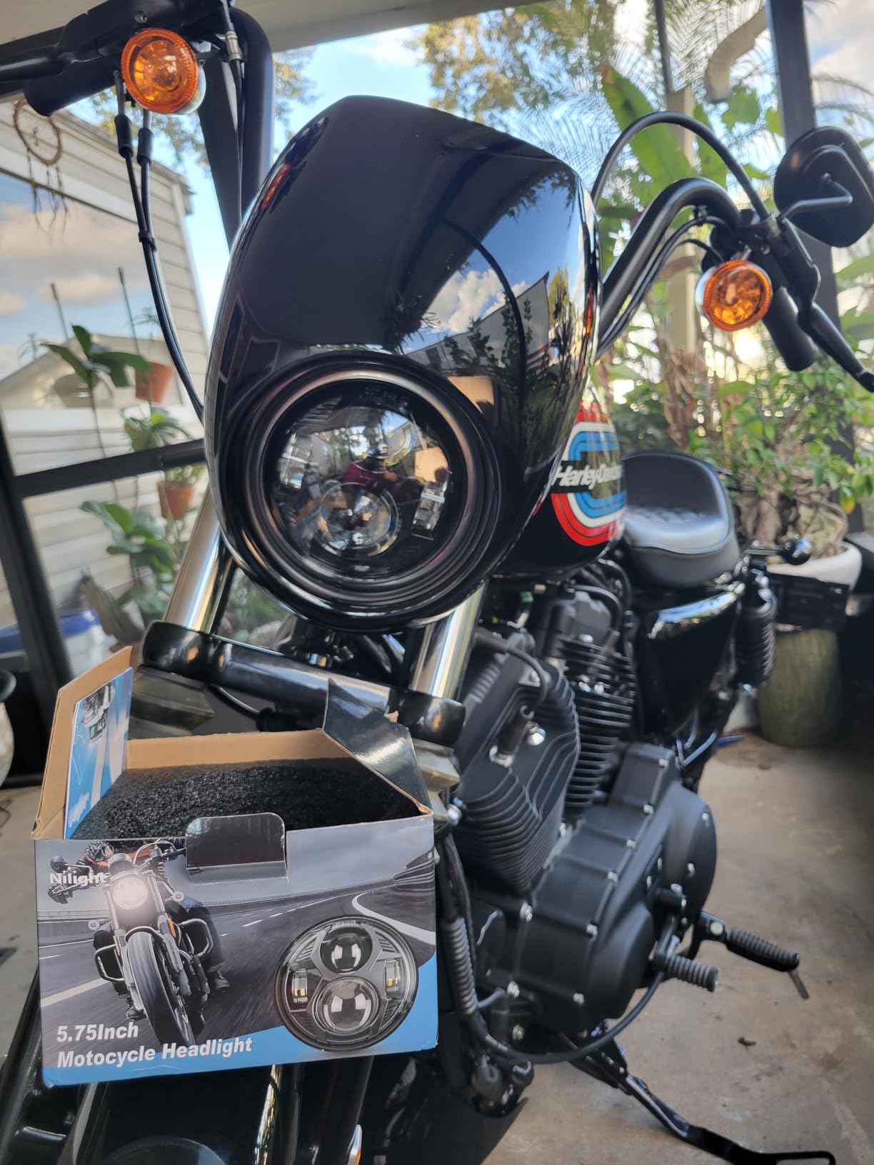 Nilight 5-3/4 5.75 Inch Motorcycles LED Headlight Compatible with Harley Davidson Sportster Iron 883 Dyna Street Bob Super Wide Glide Low Rider Night Rod Train Softail, Black customer photo 2