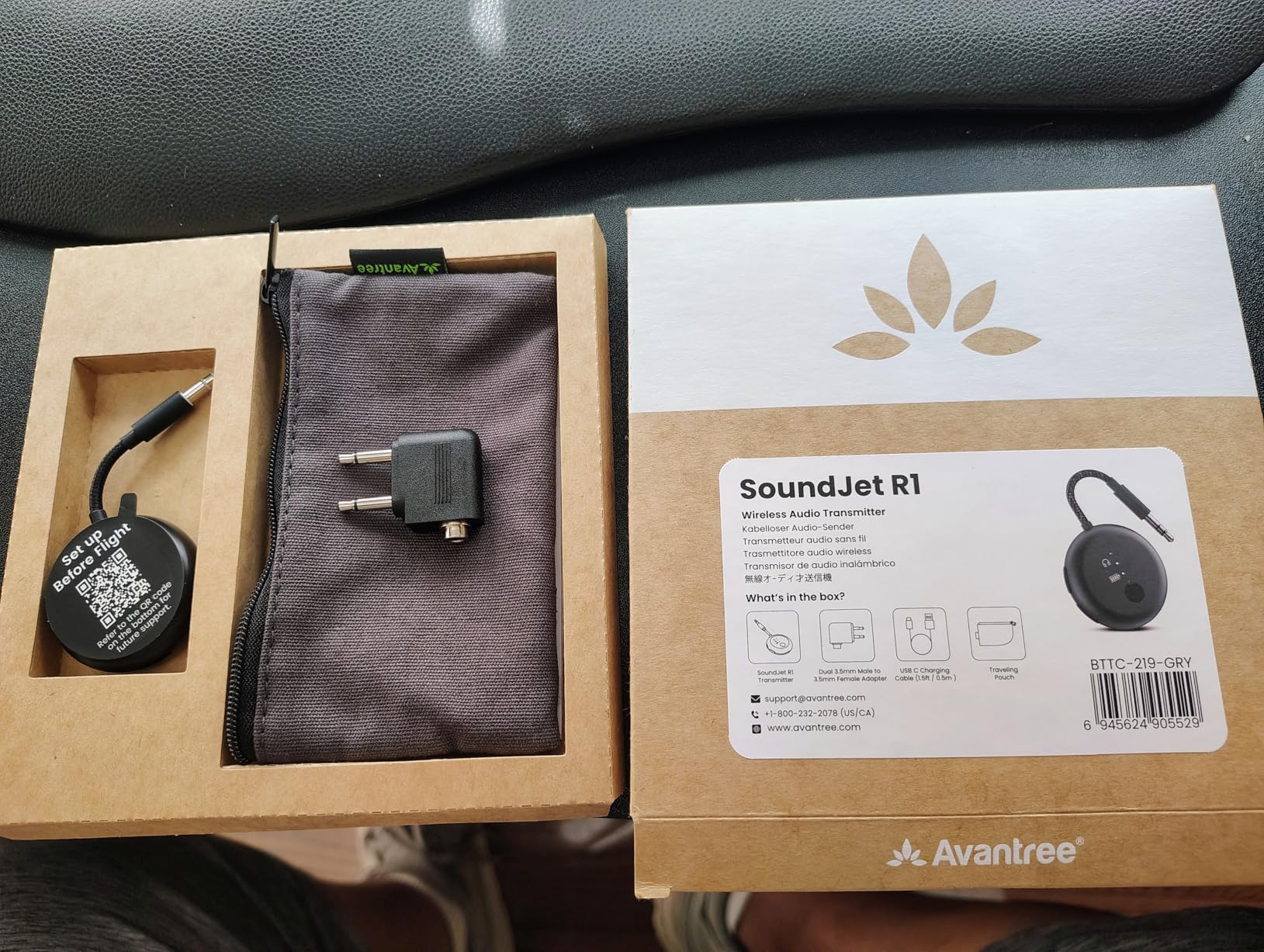 Avantree SoundJet R1 - 25Hr Airplane Bluetooth Adapter for All AirPods (Pro/Max) with Qualcomm Chipset & aptX Adaptive, Wireless Audio Transmitter for Flight Travel, Works with Bose & Other Headphones customer photo 2