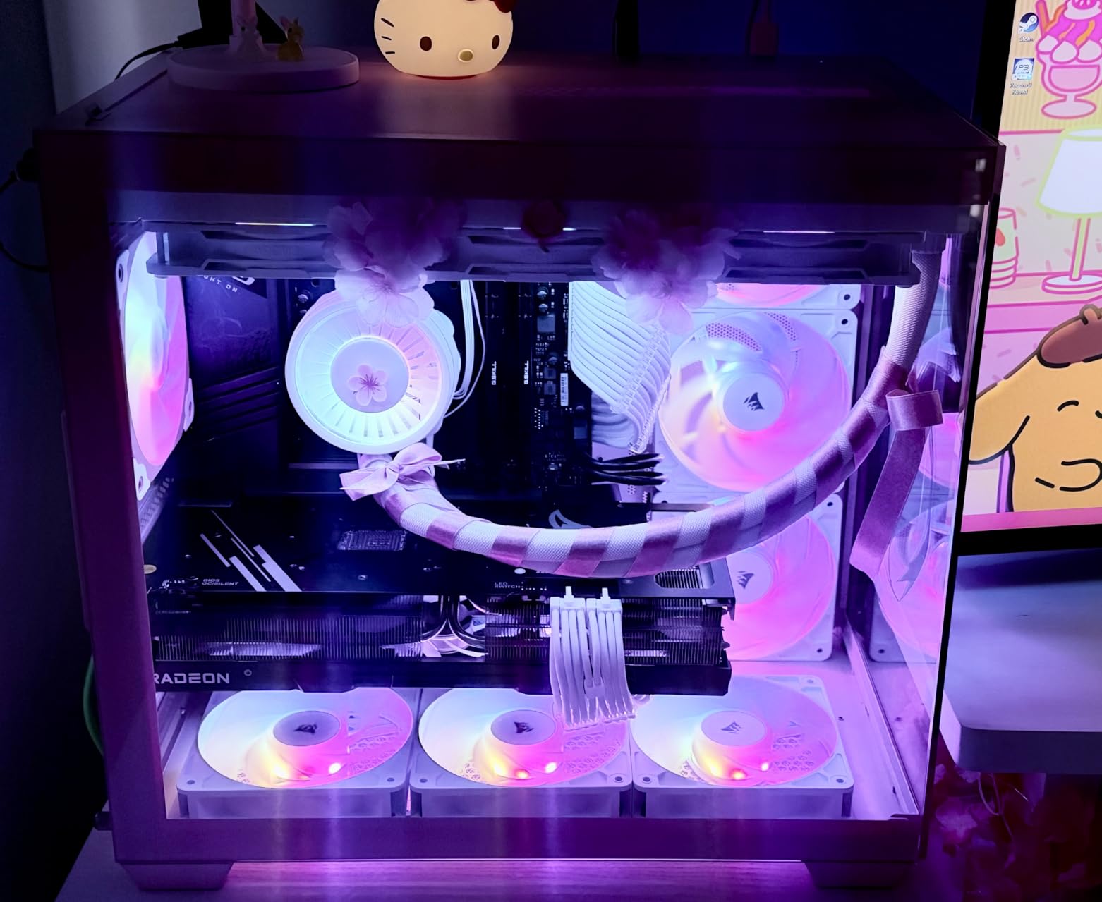 Vetroo AL900 ATX PC Case with 270° Full View Tempered Glass, Pre-Installed ARGB & PWM FDB Fan, Supports 360mm Radiator & 10 Fans, Type-C Ready, for 50 Series GPUs (Pink) customer photo 1
