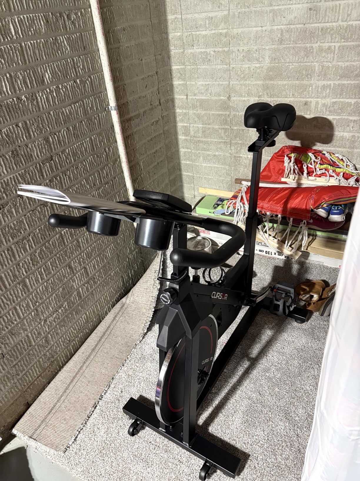 CURSOR FITNESS Exercise Bike, Brake Pad Stationary Bike for Home with Exclusive App, Stationary Bikes for Home with 300 lb Weight, Indoor Cycling Spin Bike Workout Bike with Extra Comfort Seat customer photo 1
