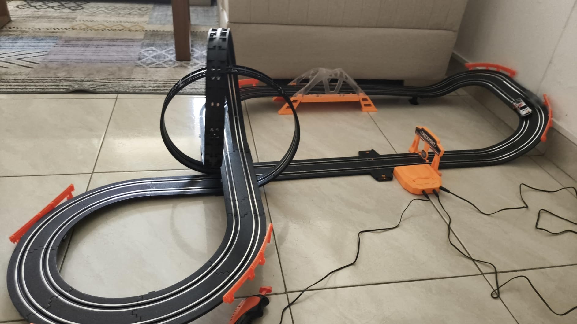 Slot Car Race Track Sets with 4 Slot Cars, Electric Race Car Track Include Slope Circular Overpass Track, Dual Racing Game Featuring Flash Bridge and Pendulum customer photo 2