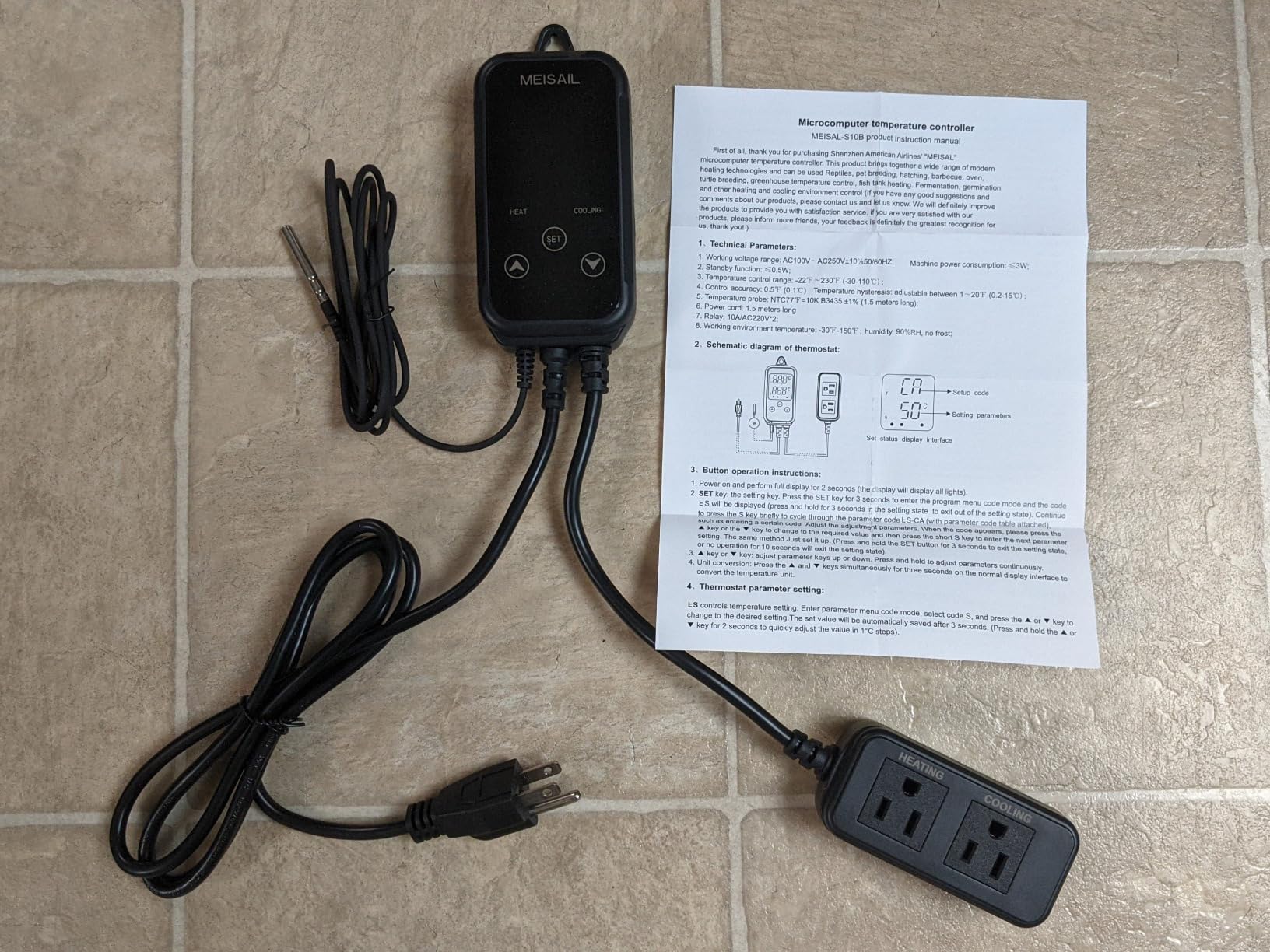 Digital Temperature Controller 2-Stage Outlet Thermostat Heating and Cooling Mode Carboy Homebrew Fermenter Greenhouse Terrarium 110V 10A (S10B-B) customer photo 2