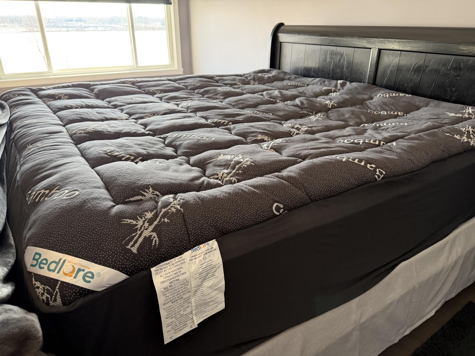 BEDLORE Queen Mattress Topper Viscose Derived from Bamboo, Thick Pillow Top Mattress Pad with Stretchable Pockets for 6-18 inches Mattress, Soft Mattress Topper for Back Pain Relief(Dark Gray) customer photo 2
