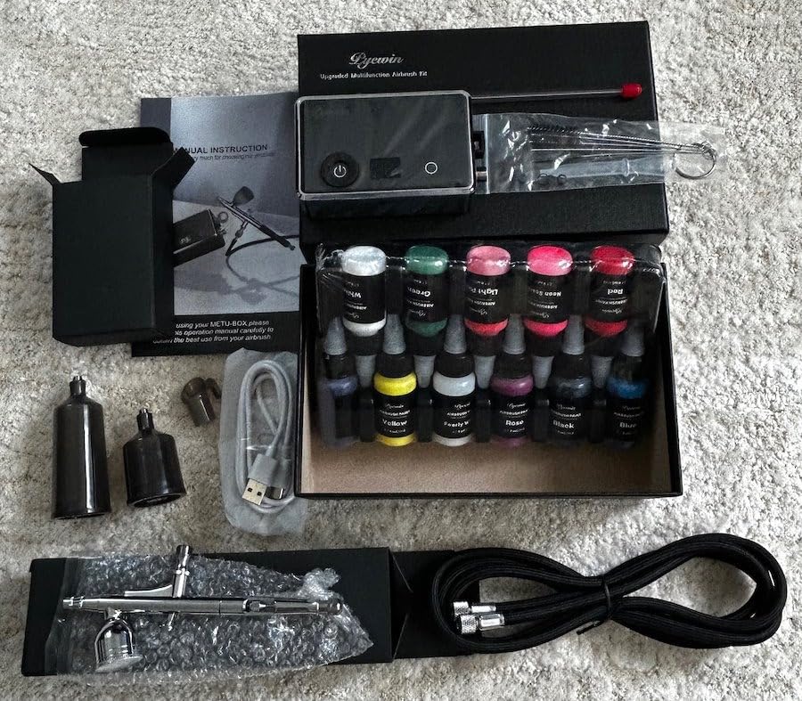 32PSI Cordless Airbrush Kit with Compressor - Portable Handheld Air Brush Gun with LED Display & 0.38mm Anti-Clog Nozzle, Rechargeable Airbrush Set for Model Painting, Nails, Barber, Cake & Makeup customer photo 2