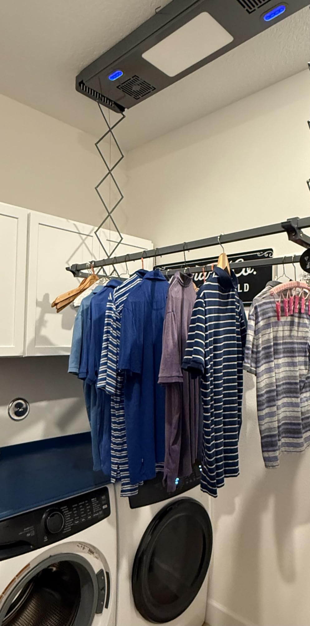 Ceiling Mounted Clothes Electric Ceiling Drying Rack 110V-120V, Ceiling Clothesline with Built-in Timer Heater,withDrying/Remote and Light 24W for Laundry/Indoors/Garage customer photo 1