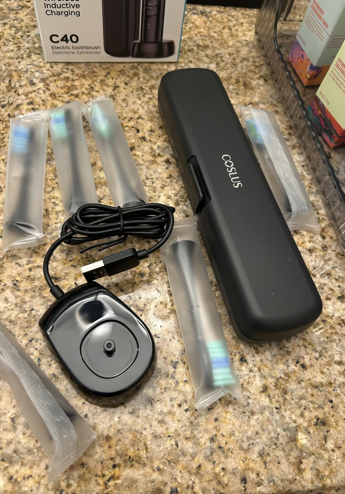 COSLUS Sonic Electric Toothbrush for Adults C40(DY-108Pro): 47000 VPM for Deep Cleaning with Travel Case - 5 Modes for Sensitive Teeth & Brace, Wireless Charging, 6 Brush Heads for Family, Black (1PC) customer photo 1