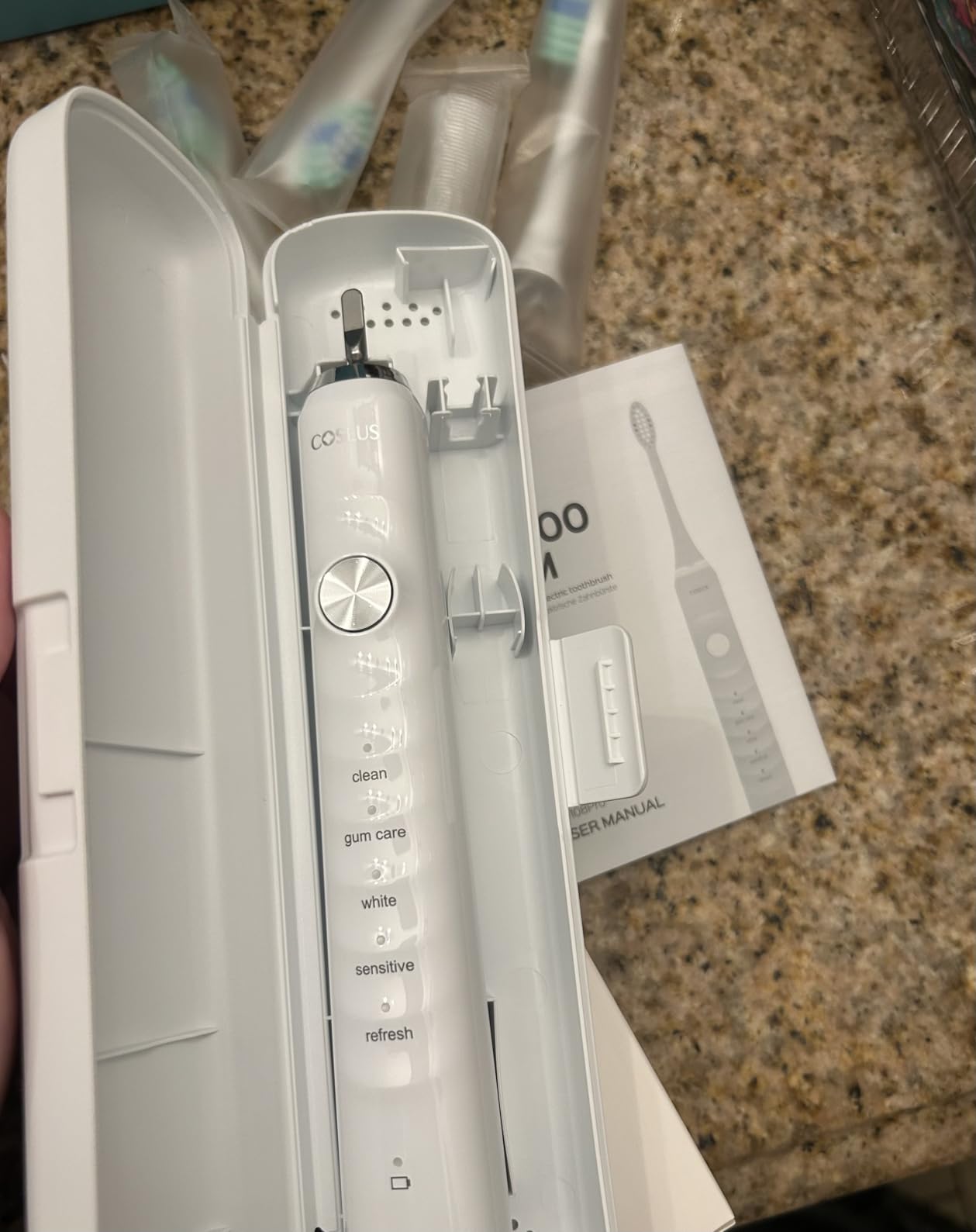 COSLUS Sonic Electric Toothbrush for Adults C40(DY-108Pro): 47000 VPM for Deep Cleaning with Travel Case - 5 Modes for Sensitive Teeth & Brace, Wireless Charging, 6 Brush Heads for Family, Black (1PC) customer photo 2
