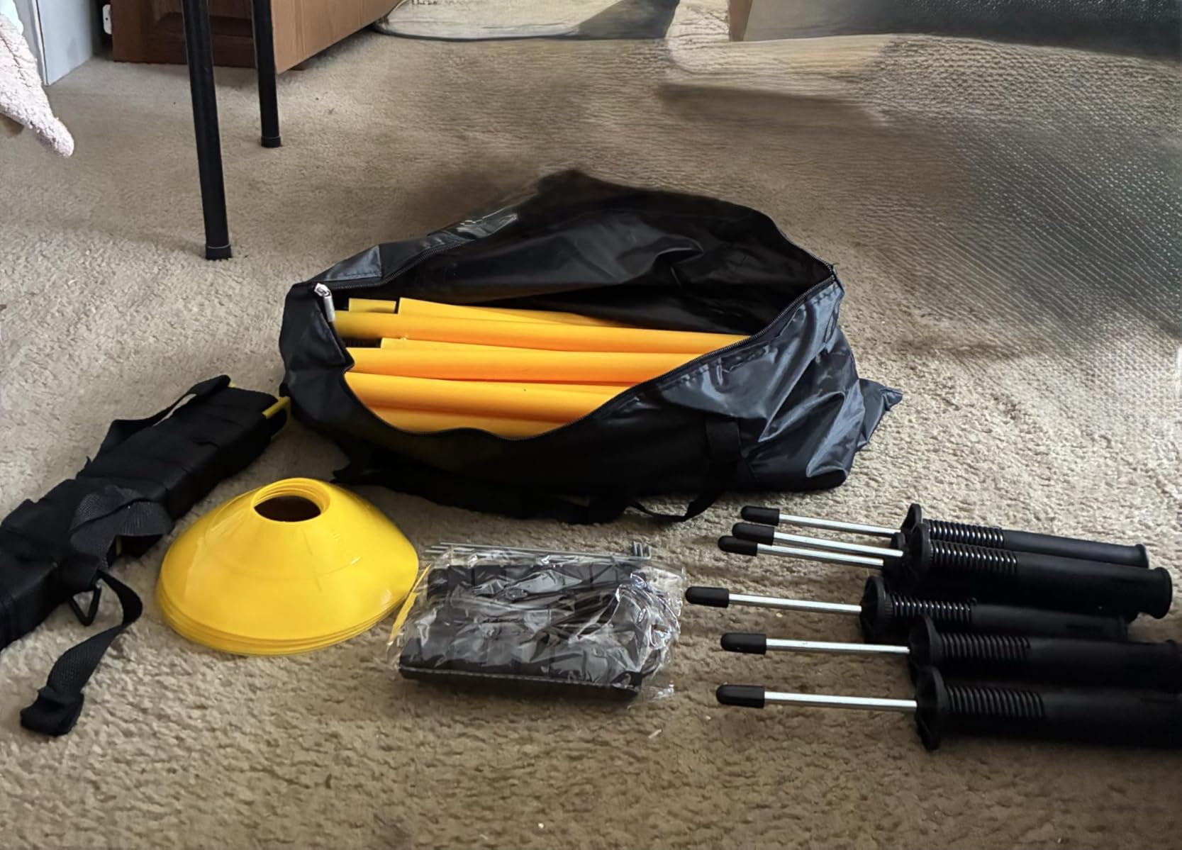 Soccer Agility Training Equipment: 6 Soccer Agility Poles, 20ft Agility Ladder, 10 Soccer Cones, 1 Jump Rope. Soccer Training Poles for Speed Training, Agility Training customer photo 1