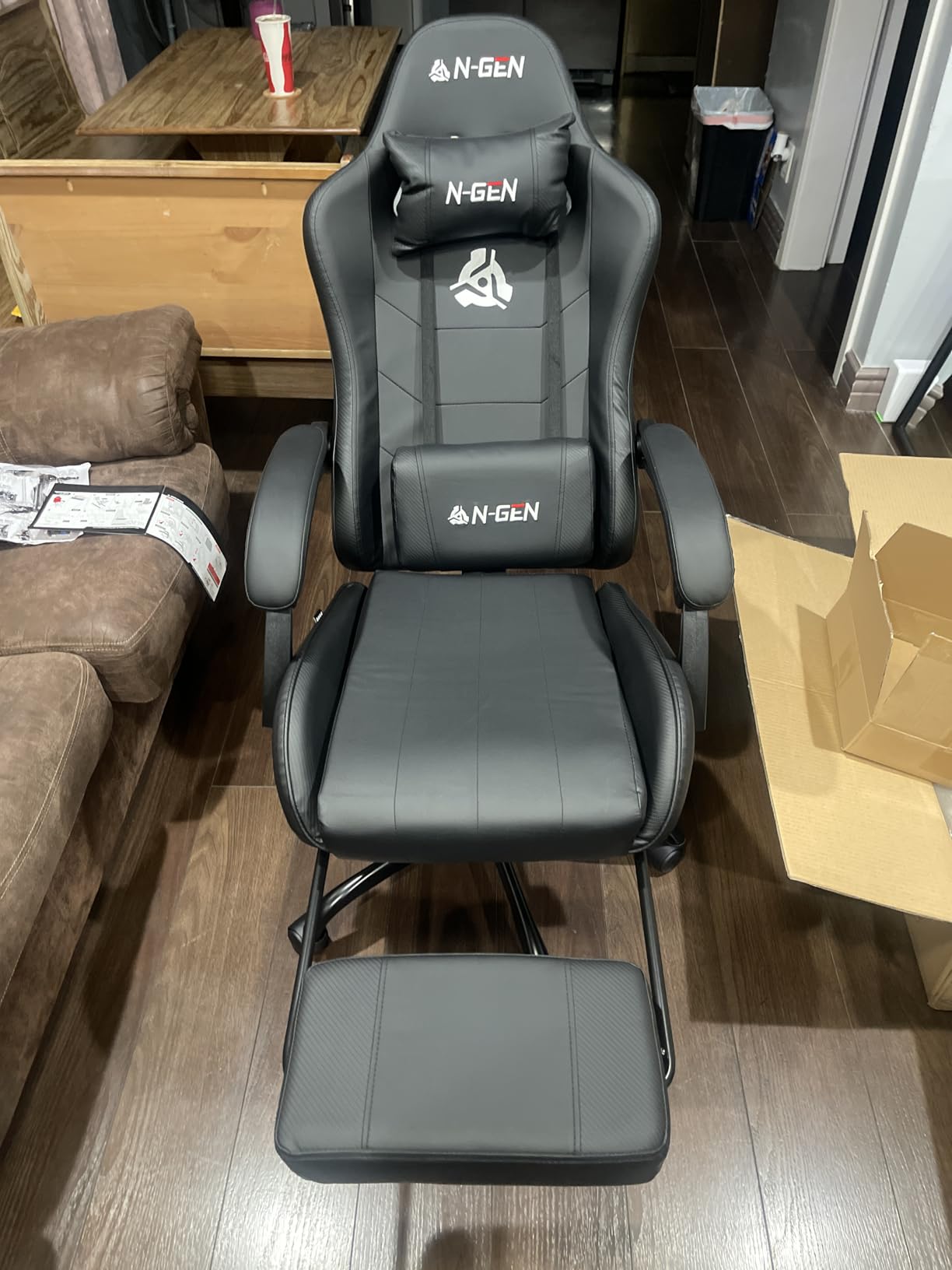 N-GEN GAMING Video Gaming Chair with Footrest Lumbar Support for Home Office High Back Recliner Height Adjustable Ergonomic Comfy Leather Computer Desk Chair (White) customer photo 2