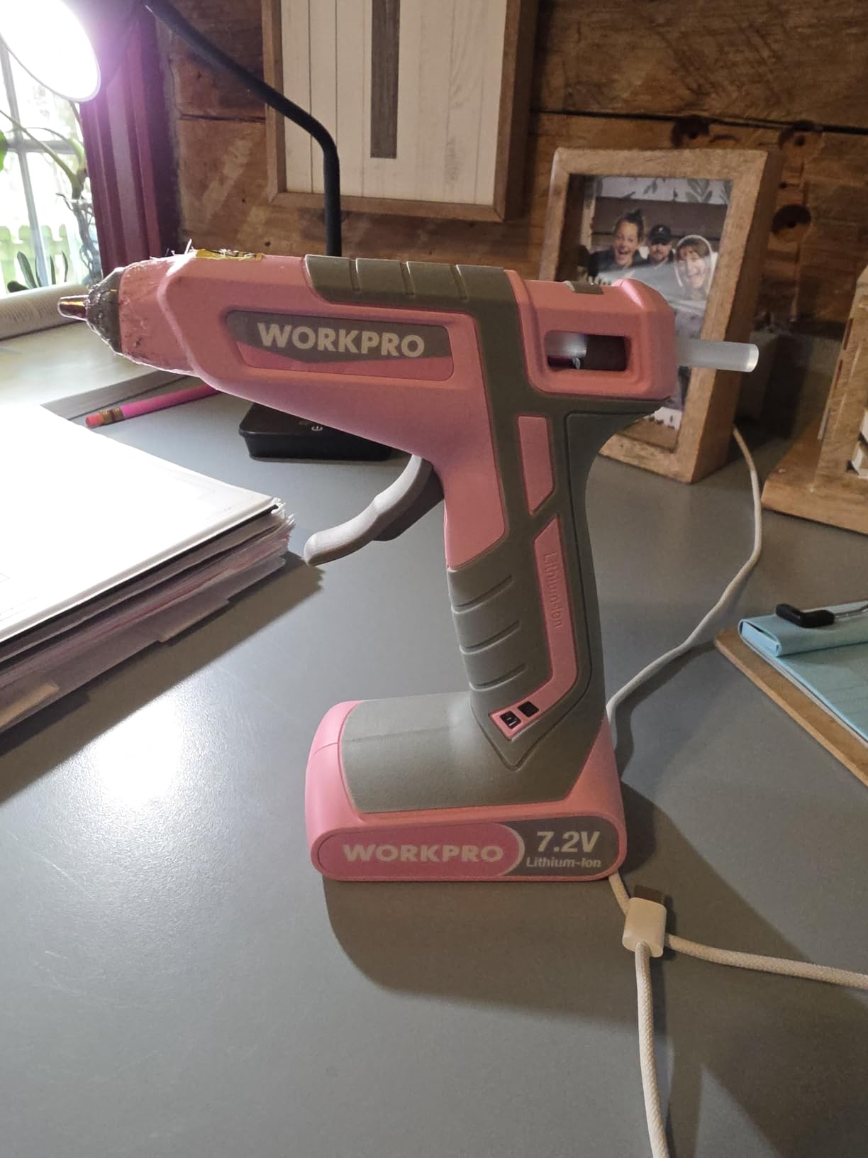 WORKPRO Cordless Hot Glue Gun, 7.2V Glue Gun with 50 Pcs Premium Mini Glue Sticks and Storage Bag, 2600mAh Type-C Rechargeable, Dual-Temp Hot Glue Gun Kit for DIY, Crafting and Arts customer photo 1