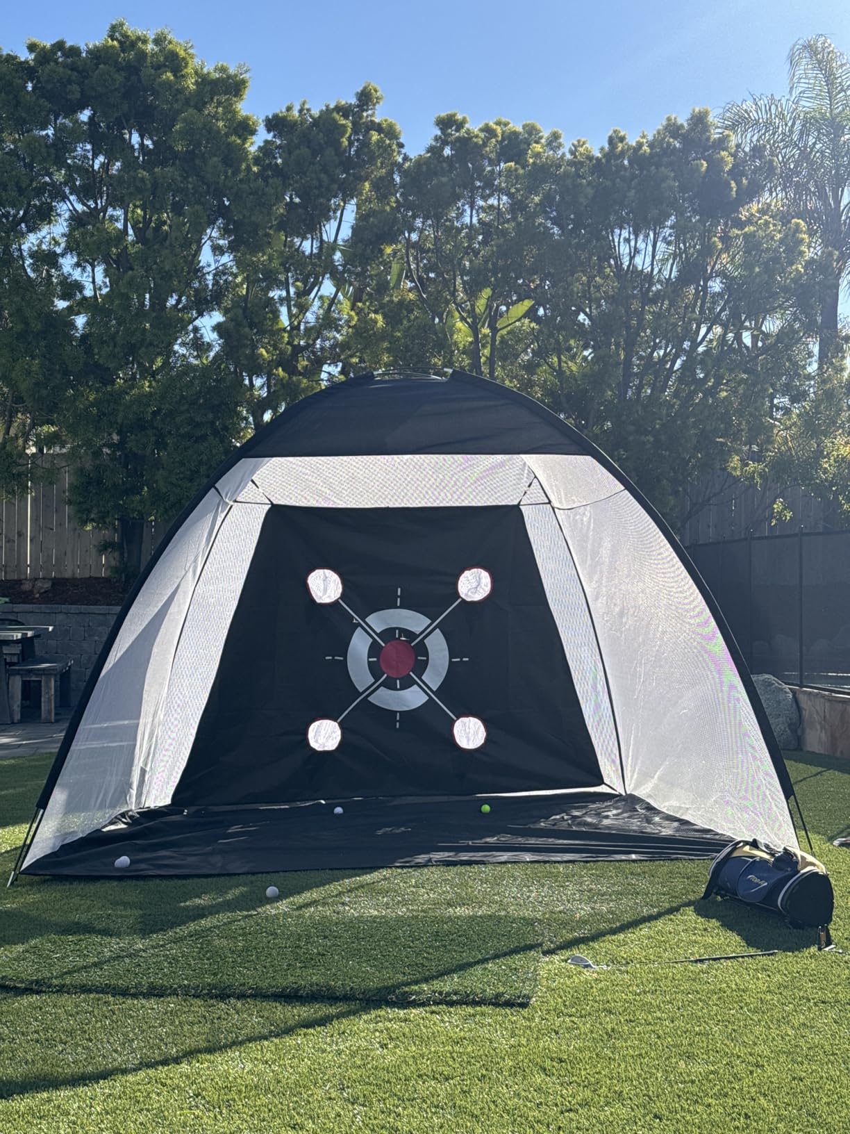 Golf Net with Practice Mat, Golf Hitting Aid Nets 10x7FT for Backyard Driving Chipping Training Swing with Target Mat Balls for Outdoor Indoor, Gifts for Men Dad Him and Golfer customer photo 1