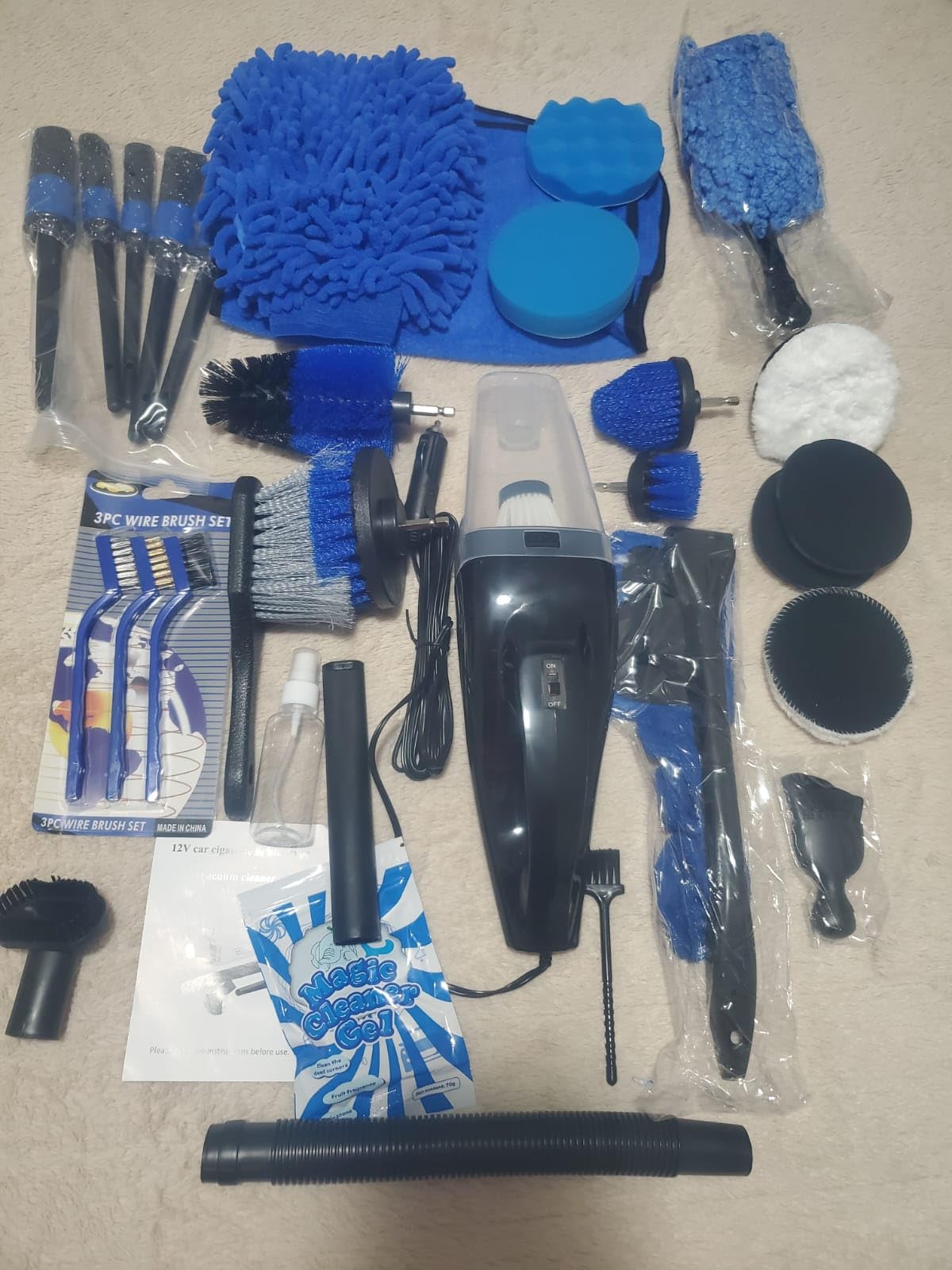 45Pcs Car Detailing Kit, Car Detailing Brush Set, Car Wash Cleaning Kit, Car Detailing Brushes, Professional Car Care Kit for Interior Exterior Wheels, Blue customer photo 2