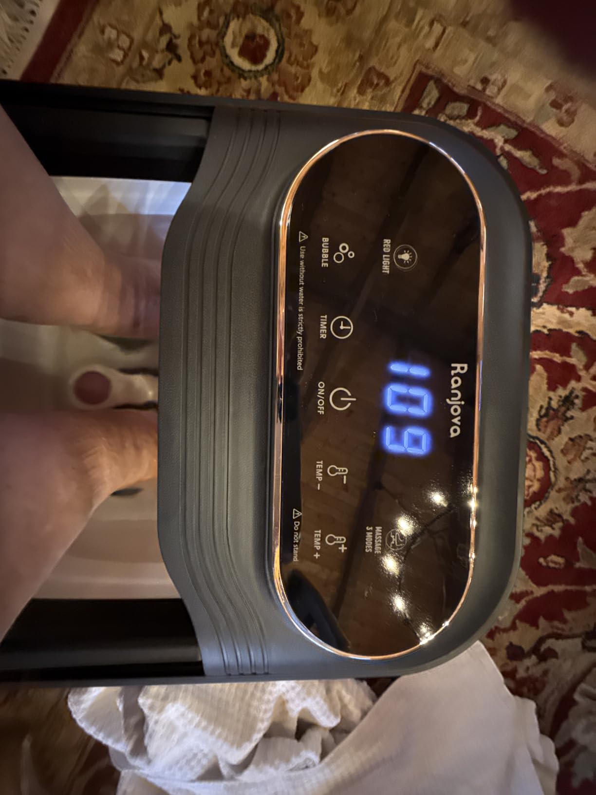 Collapsible Foot Spa Electric Rotary Massage, Foot Bath with Heat, Bubble,Temp Control, and 24 Motorized Shiatsu Massage Balls, Pedicure Foot Spa Tub for Stress Relief (Black) customer photo 1