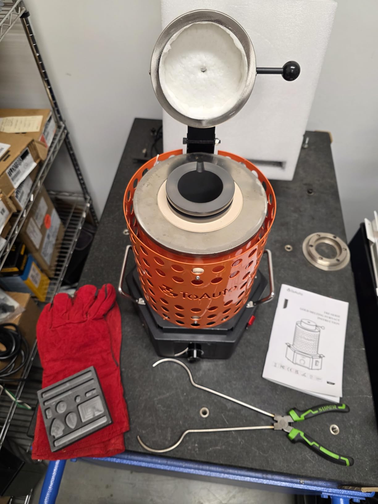 TOAUTO 5KG Large Eletcric Resistance Furnace TRF5000 Digital Smelting Furnace 1800W 2102°F PID Smelter Kiln Kit for Gold Silver Copper Aluminum, Metal Recycle Home Melting Casting Tool customer photo 1