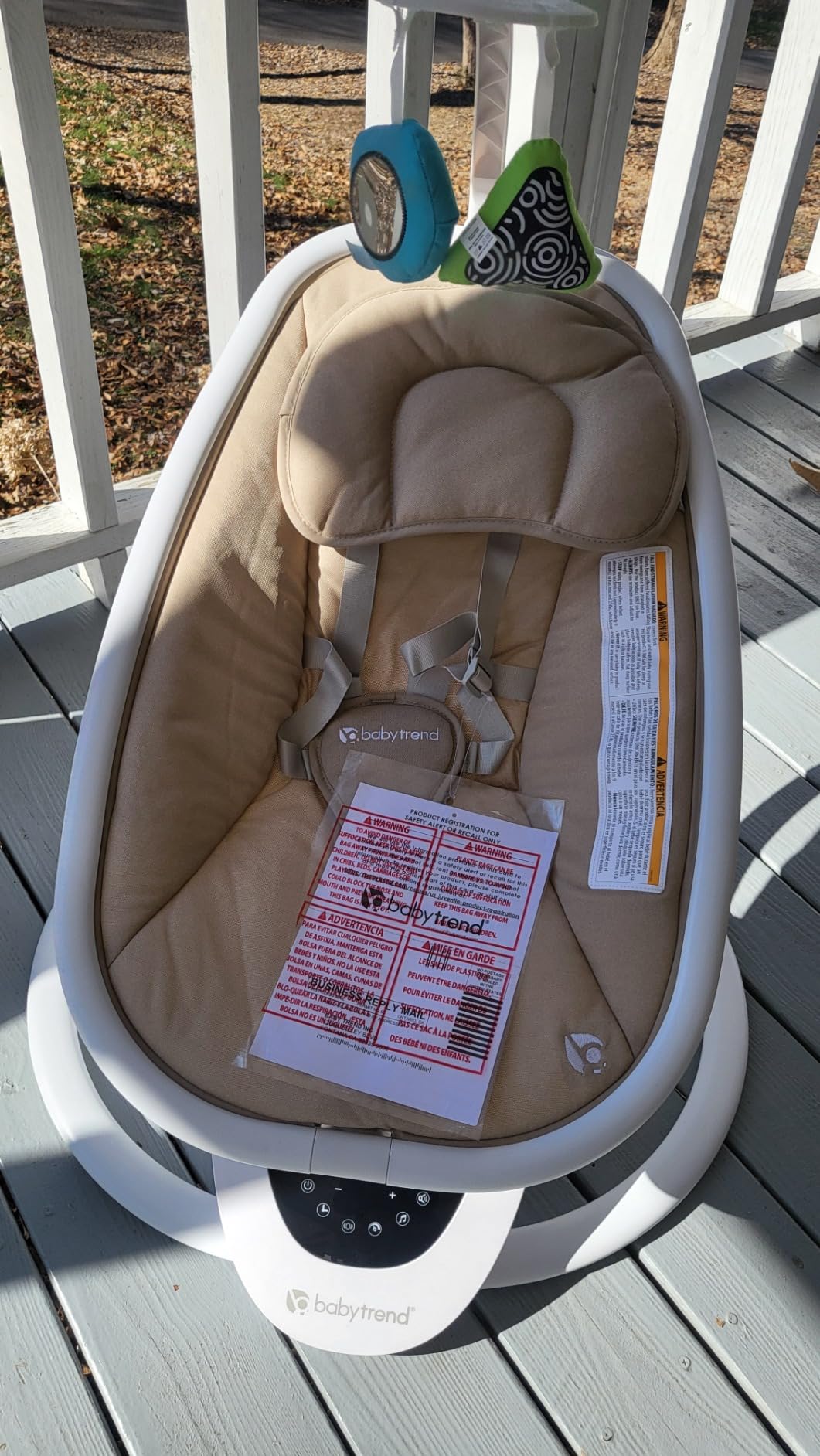 Baby Trend NuMotion Infinity Swing - 5 Real‑Life Motion Modes, Touchscreen & Remote Control, Multi‑Recline Seat & Hanging Toys - Dash Tan customer photo 1