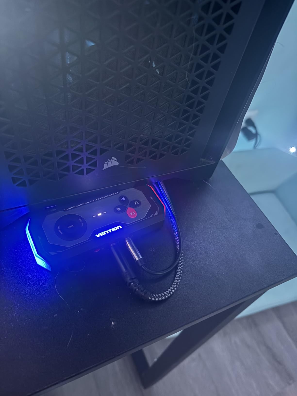 VENTION 7.1 Gaming DAC External USB Sound Card, 7.1 Virtual Surround Sound Blaster, 24bit/192KHz, RGB Light System, Gaming Audio Amplifier Compatible with PS5, PS4, Xbox, Nintendo Switch, PC, Headset customer photo 1