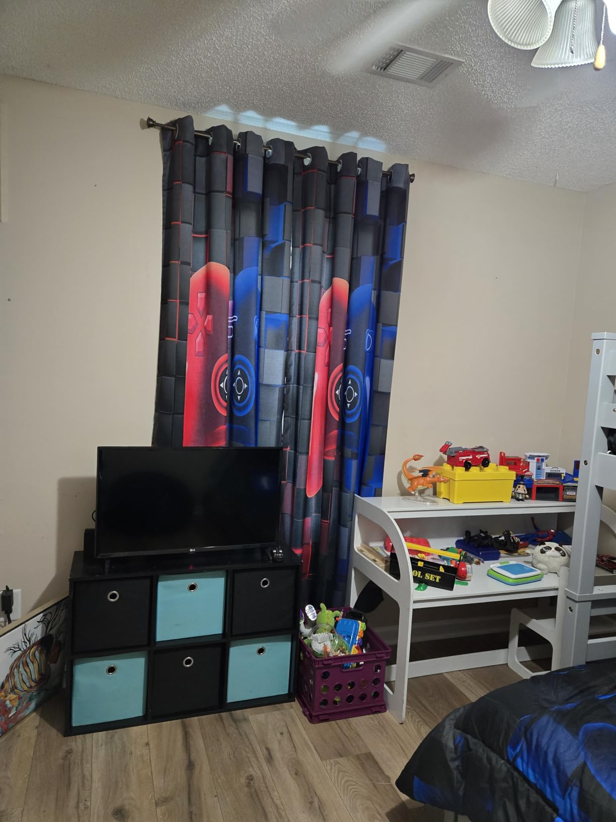 PERFEMET Gamer Blackout Curtains for Boys Room 2 Panels Black Red Gaming Controller Kids Teens Curtain Drapes Cool Darkening Bedroom Living Room Grommet Window Drapes(Red, 52x84inch) customer photo 2