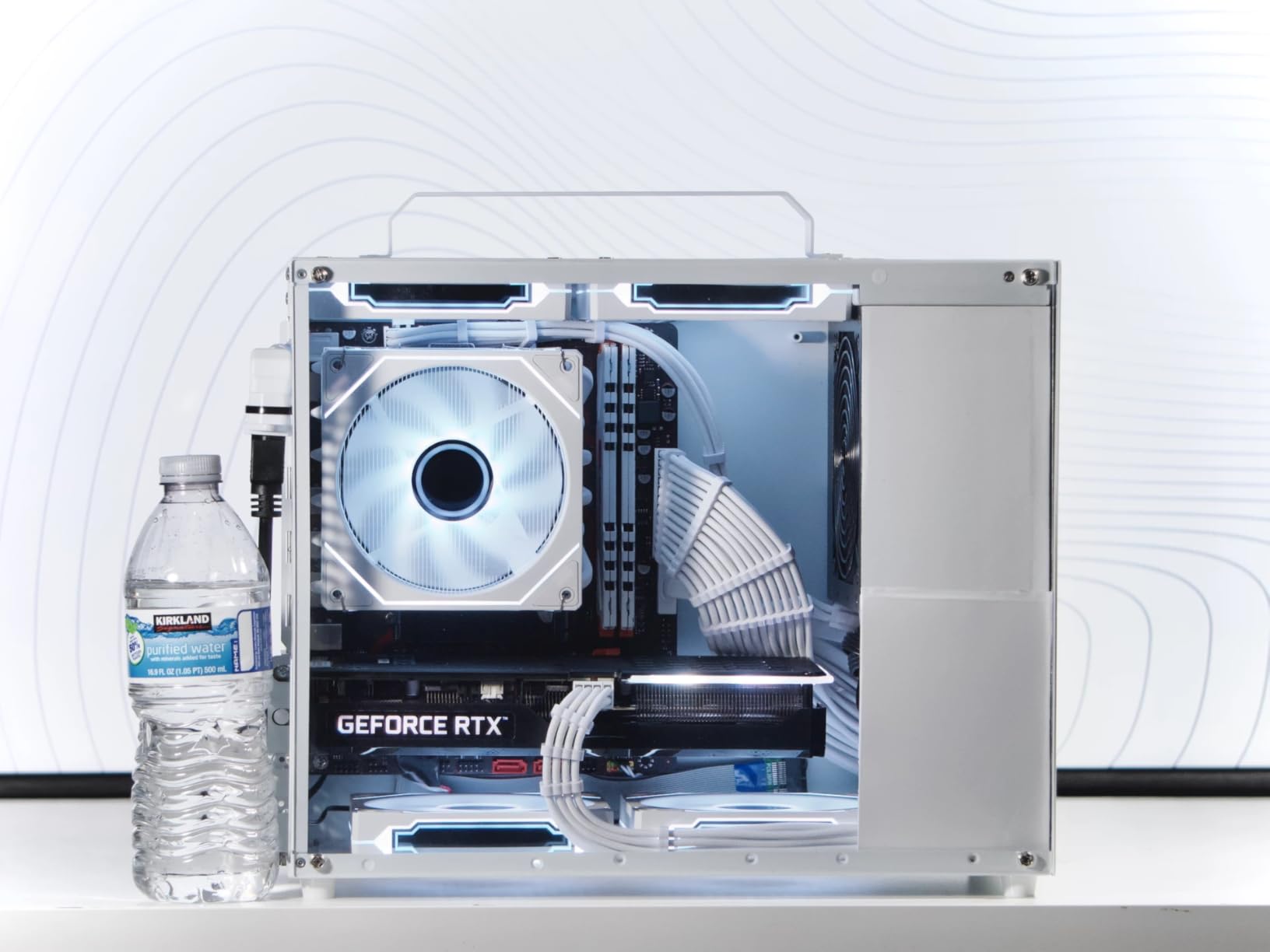 V500 Mini Portable M-ATX/ITX Computer Case, MINI-Tower CASE, Full Side Transparent Acrylic DIY Desktop Case with Handle, Support 320MM GPU Size customer photo 1