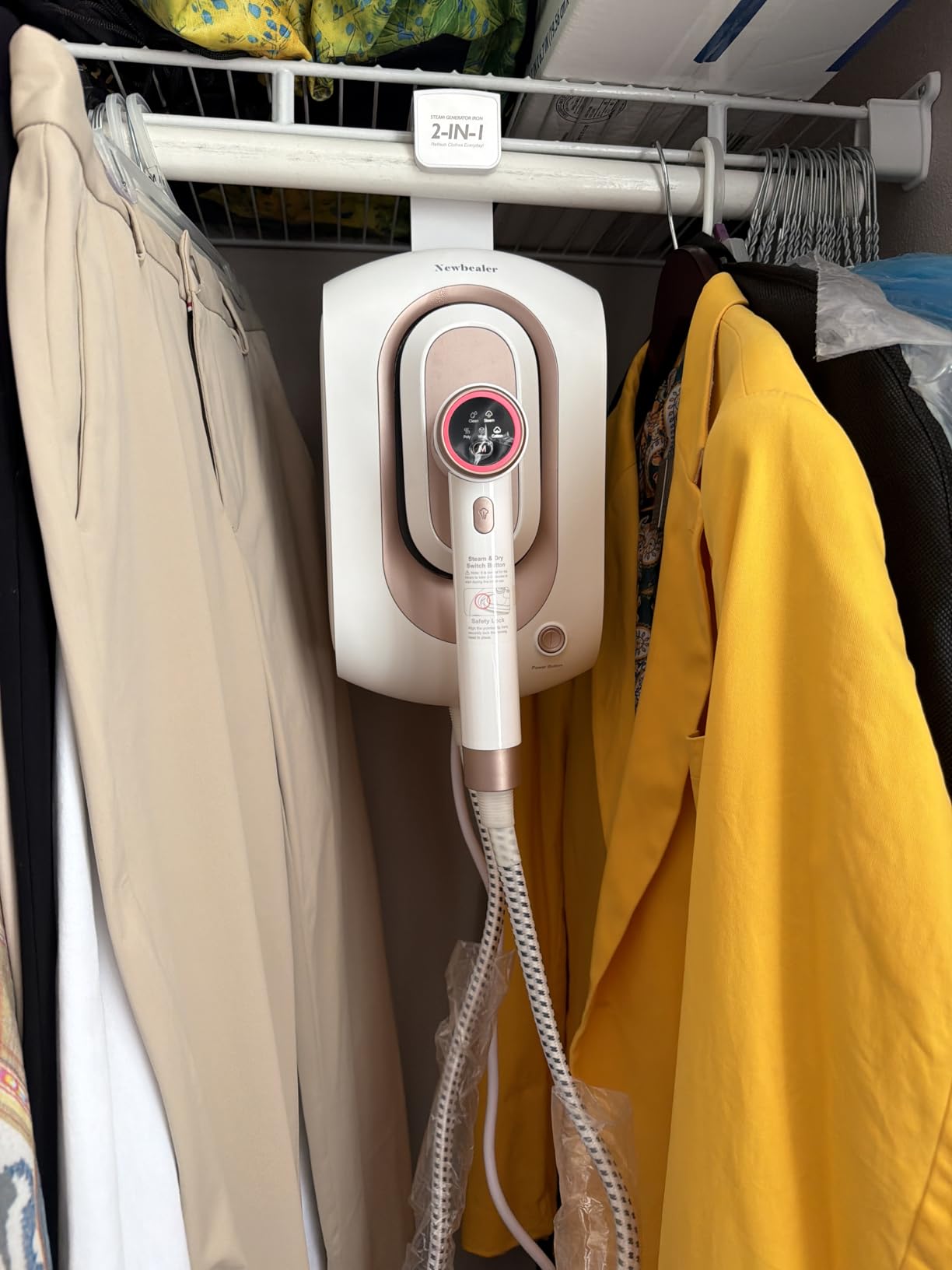 Newbealer 2In1 Pro Steam Station Iron, 1550W Turbo 3-level Steam & 3 Dry Heat Modes for Clothes, 30s Heat Up, 1.2L Detachable Tank, Auto-Off, Self Cleaning, Commercial-Grade for Home & Hotel (Green) customer photo 1