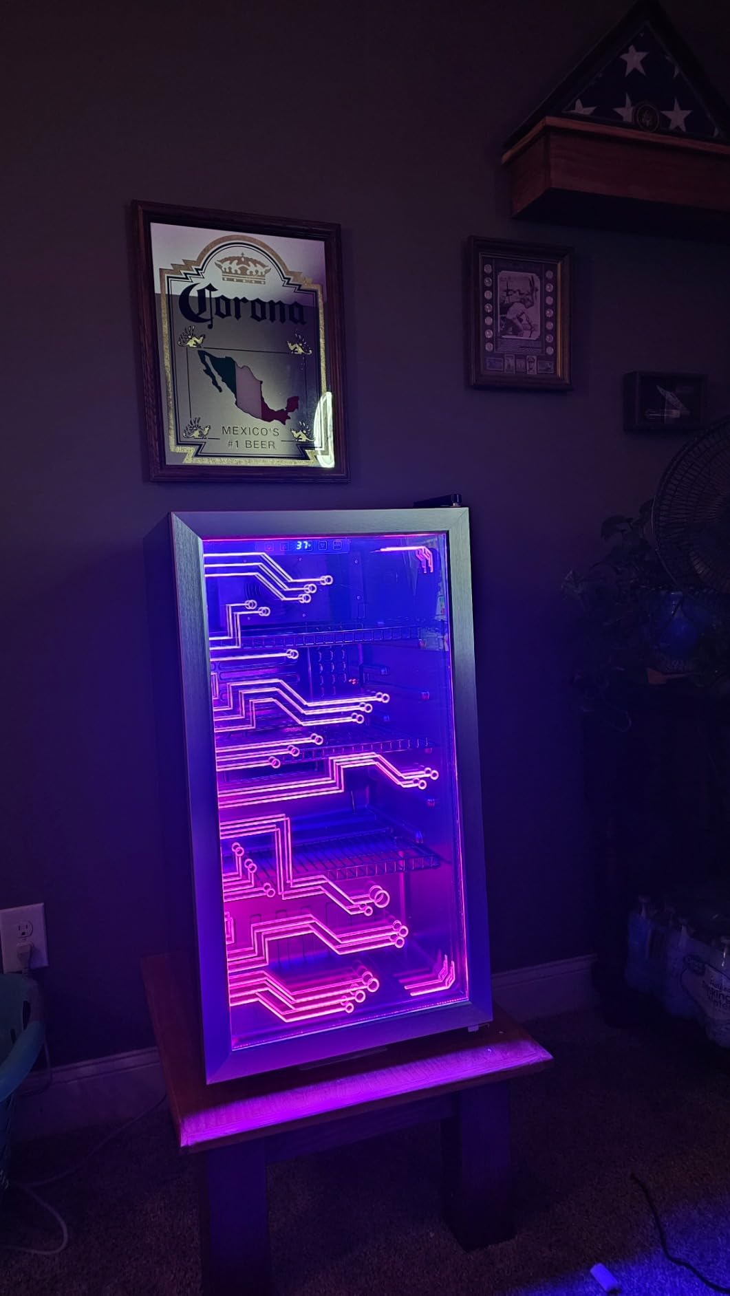 Manastin Gaming Light Up Beverage Refrigertor, Led Lighting Door 120 Cans Freestanding Beverage Fridge, Cyberpunk Beverage Cooler for Gaming, Gaming Room, Bar, Party (Lighting) customer photo 1