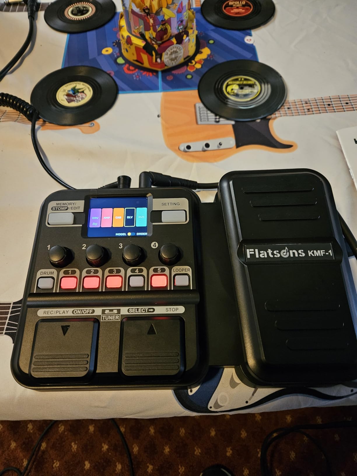 KMF-1 Guitar Pedal, 77 Effects Guitar Multi Effects Pedal with 50 Preset, 42 Drum Rhythm, 18 Amp/Cab, Upgraded Color Screen, Aux In, Guitar Tuner Looper Expression Wah Volume Distortion Pedal customer photo 1