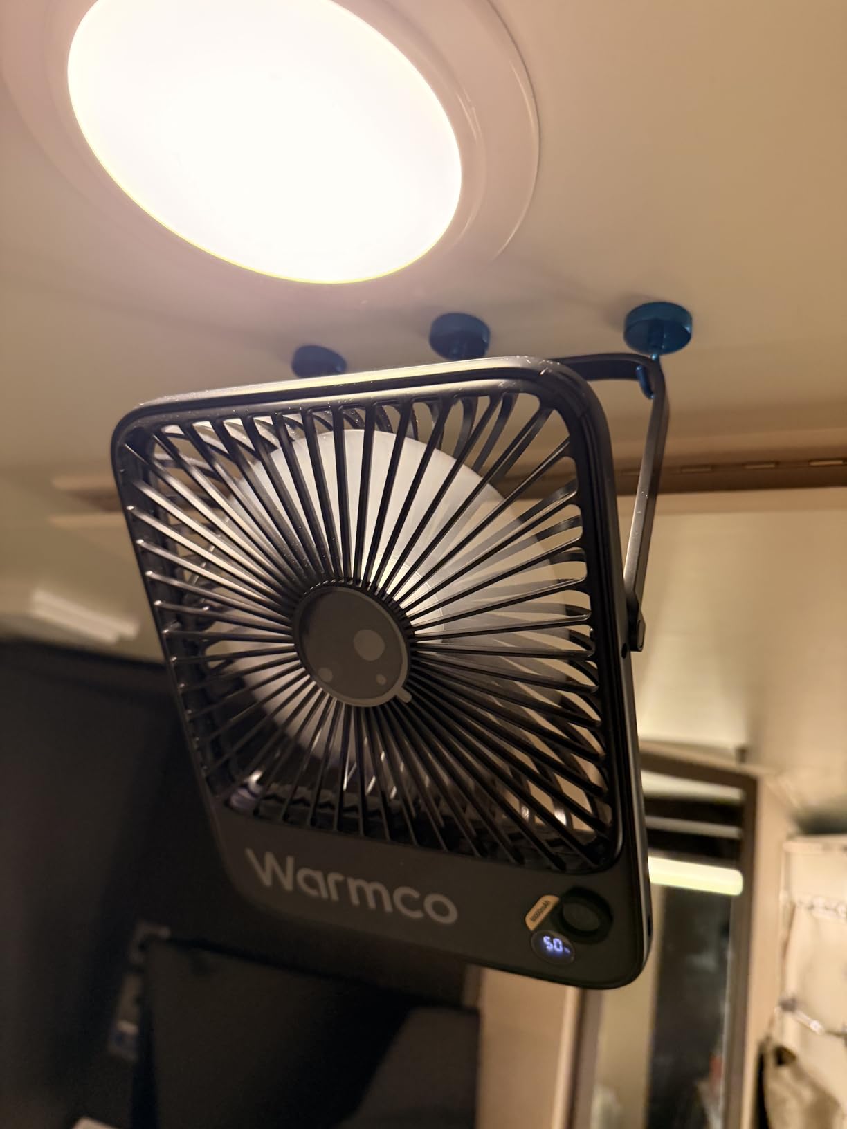 Warmco 10000mAh Portable Travel Fan 7-inch, Max 24H Runtime, Ultra-thin Quiet Rechargeable Battery Operated Desk Fan with Digital Display for Camping, Office, Bedroom, Cruise Essentials customer photo 2