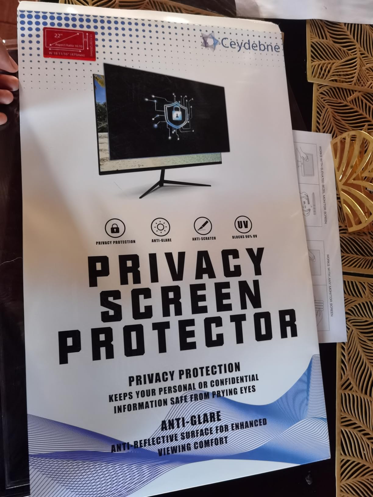 22 Inch Privacy Screen for Monitor with 16:10 Widescreen Monitor Blue Light Screen Protector - Anti-Glare - Anti-Scratch Protector Film for Data Confidentiality Privacy Shield [2 Pack] customer photo 2