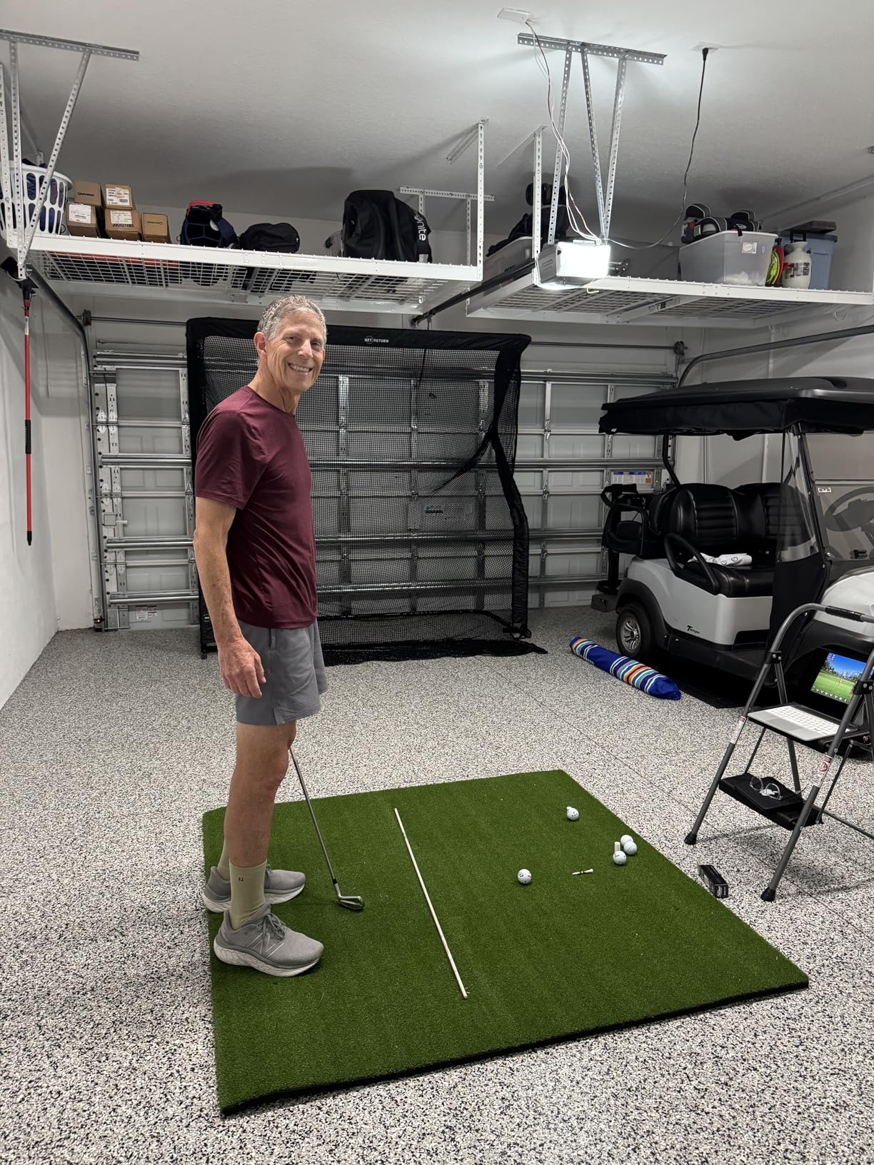 Bearwill Golf Mat 31mm, 5x4ft/5x5ft Golf Hitting Mats for Practice Outdoor Indoor, High-Elasticity Artificial Turf Mat for Garage Simulator Chipping Driving Training customer photo 1