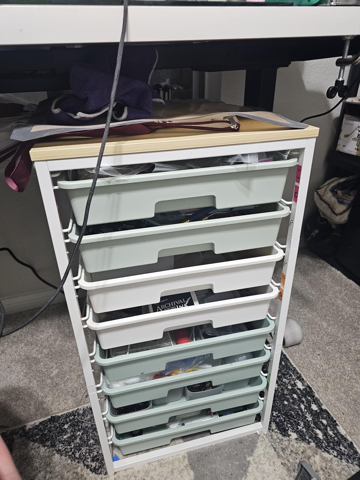 Rolling Storage Utility Cart Organizers with 8 Drawers and Wooden Tabletop for Living Room,Office,Classroom,Craft Room,Bedroom,Dorm,Green customer photo 2