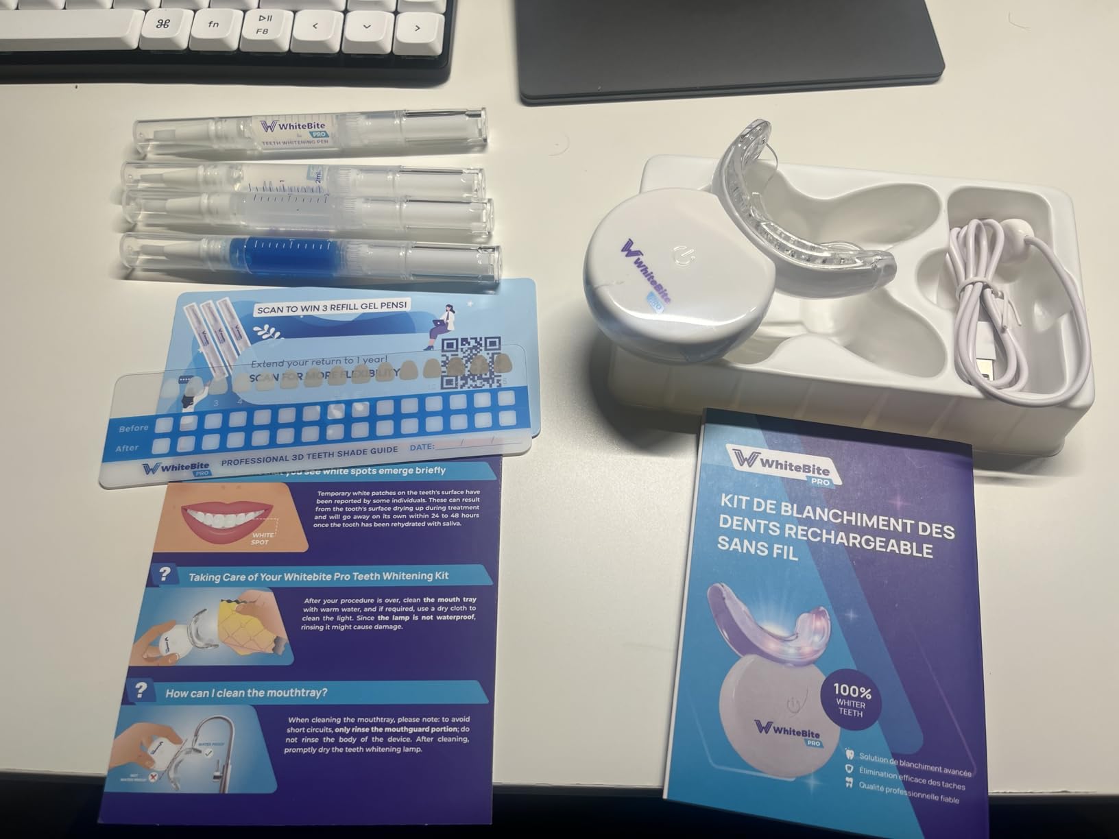 Whitebite Pro Teeth Whitening Kit for Sensitive Teeth - Dual LED Light + 35% Carbamide Peroxide Gel + Remineralizing Gel | Dental-Grade Whitening at Home customer photo 2