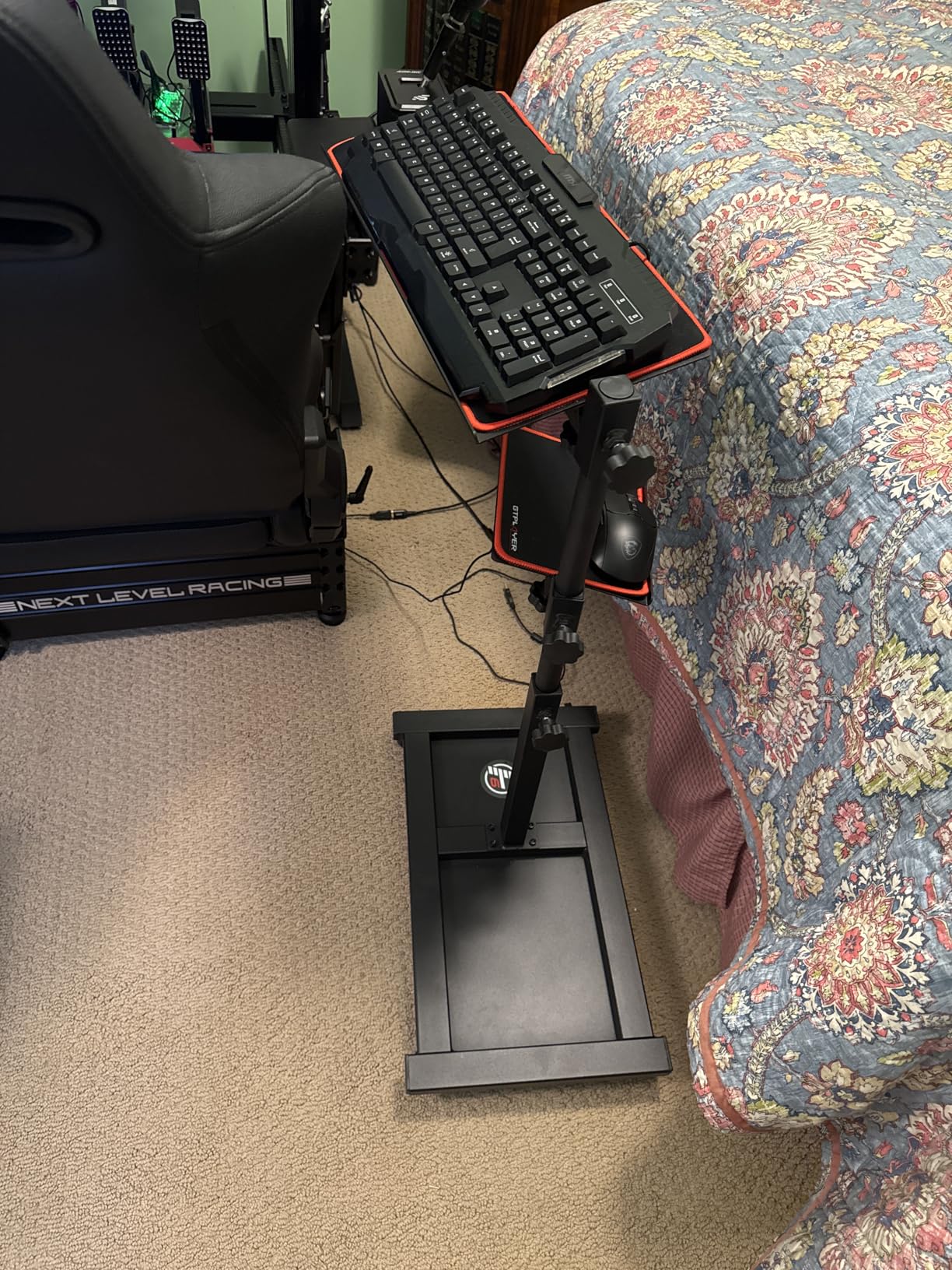 GTPLAYER Adjustable Racing Standing Keyboard and Mouse Tray Rolling with Wheels for Gaming Wheel Stand Simulator Cockpit (Black) customer photo 2