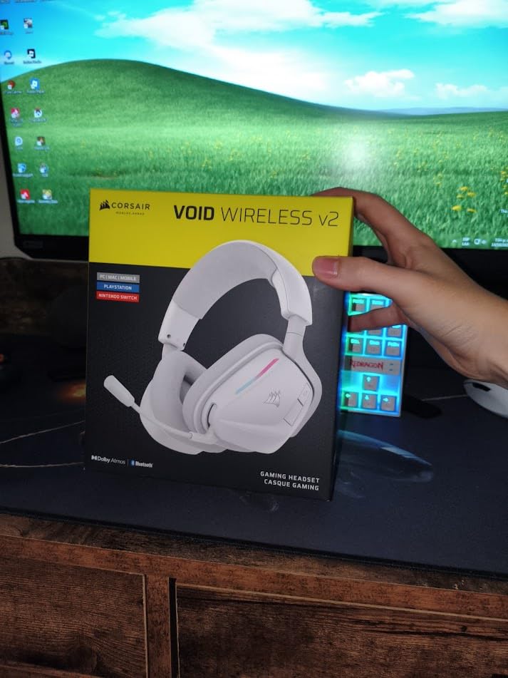 Corsair Void v2 Wireless Gaming Headset with Bluetooth for PC, PS5, PS4, Switch, Mobile - Dolby Atmos, 70 Hr Battery, Dual Wireless, Lightweight, Fast Charging - White customer photo 2
