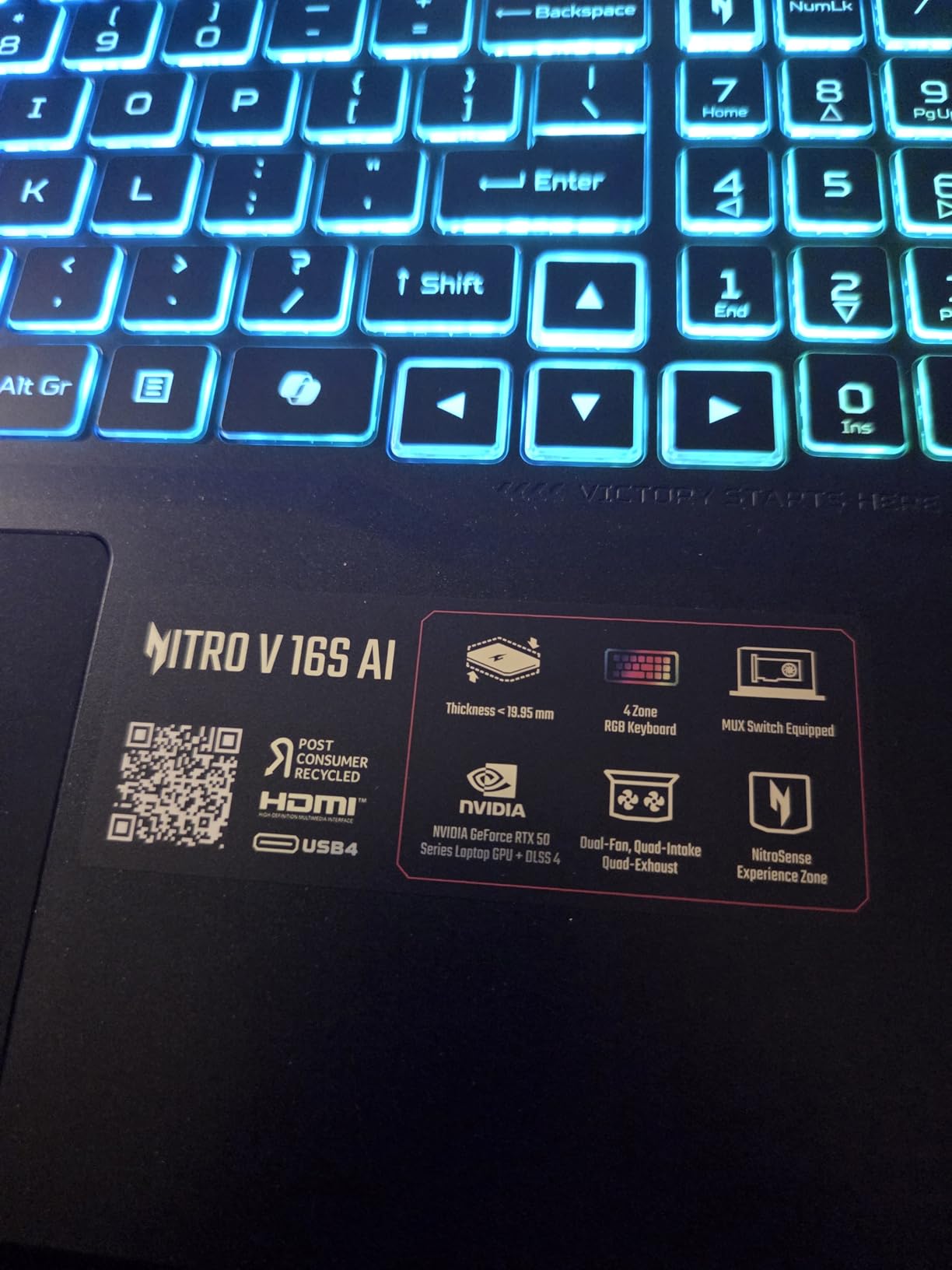 Acer Nitro V 16S AI Gaming Laptop | AMD Ryzen 7 260 Processor | NVIDIA GeForce RTX 5060 Laptop GPU (572 AI Tops) | 16