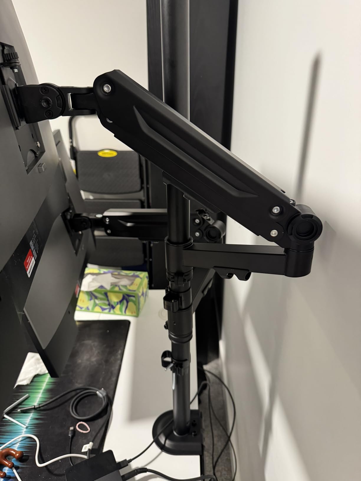 Stacked Monitor Mount - Extra Tall Vertical Monitors Stand for 17-40 Inch Screen, Fully Adjustable and Hold 26.4 lbs per Arm, VESA 75/100 mm customer photo 1