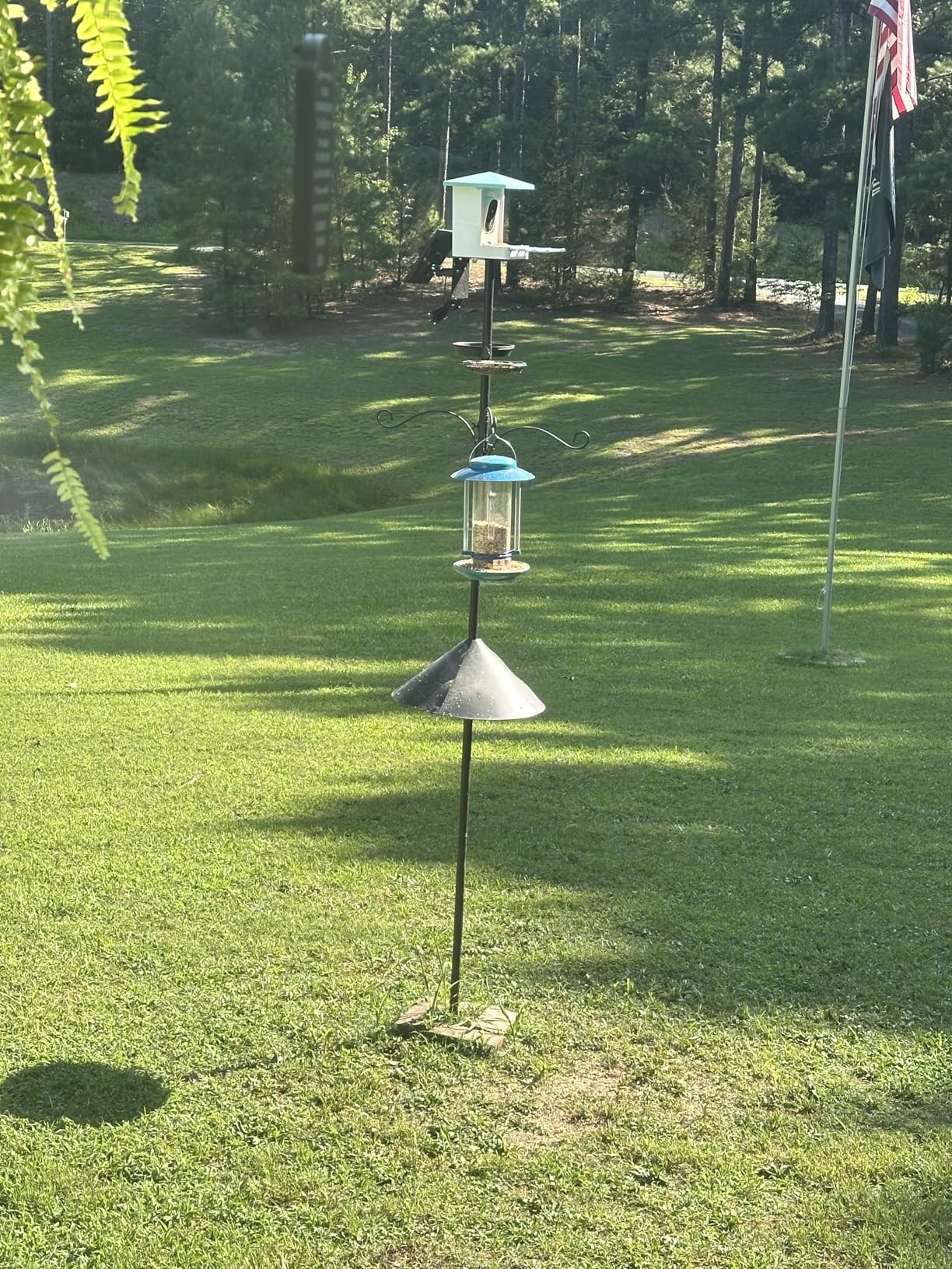 Bird Feeder Pole - 92 Inch Heavy Duty Birdhouse Stand with Squirrel Proof Baffle for Outdoor, Adjustable Bird Feeding Station with Multi Shepherds Hooks Mental Trays for Garden Attracting Wild Birds customer photo 2