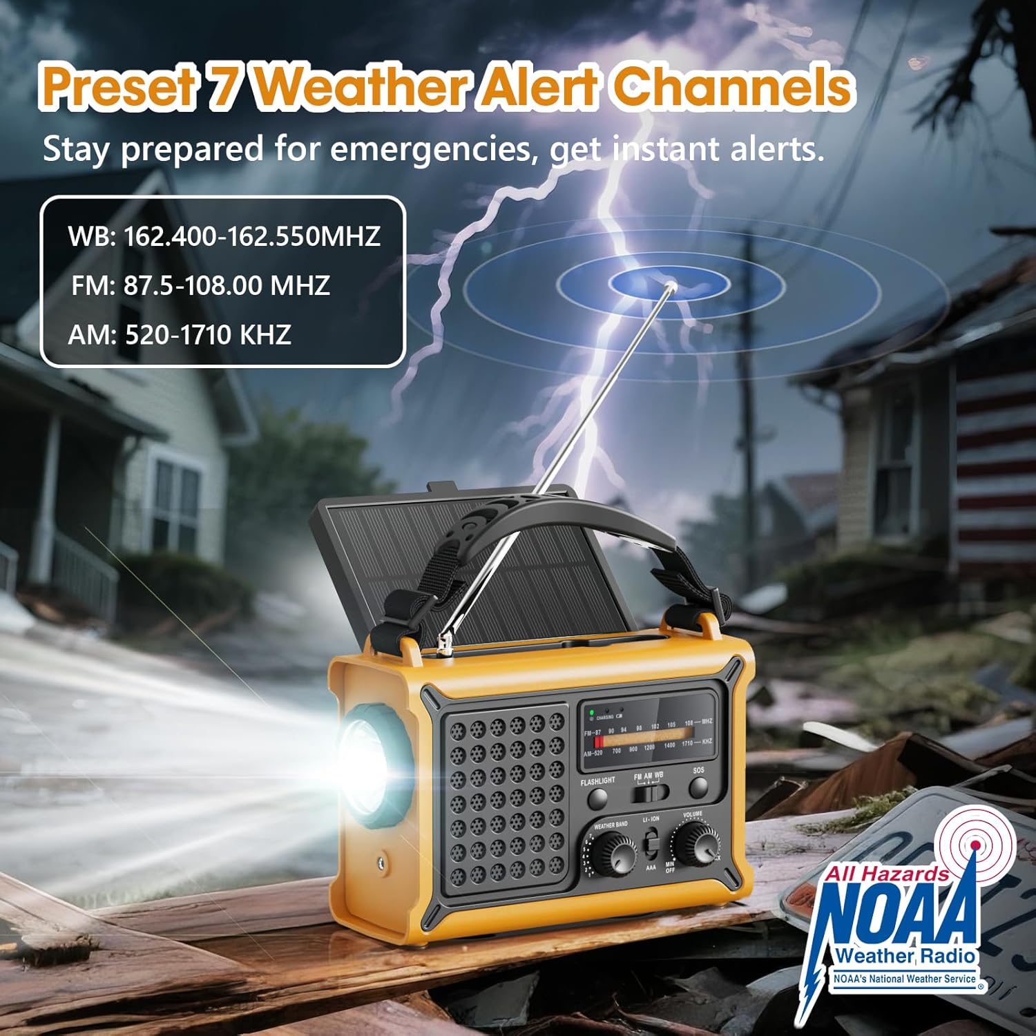 Raynic NOAA Weather Radio 12000mAh, Emergency Weather Radio with 2X Faster Solar & Hand Crank Charging, 5W Flashlight, Reading Lamp, Cell Phone Charger, SOS for Hurricane, Storm, Camping customer photo 2