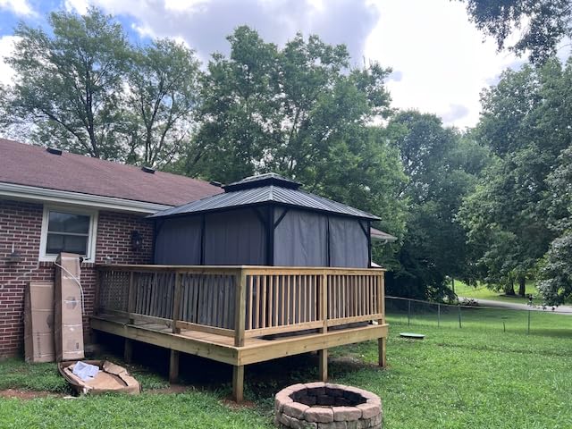 Aoxun Hardtop Gazebo 10x12, Aluminum Frame Canopy with Double Galvanized Steel Roof, Outdoor Gazebo with Breathable Netting and Privacy Curtain for Backyard customer photo 1