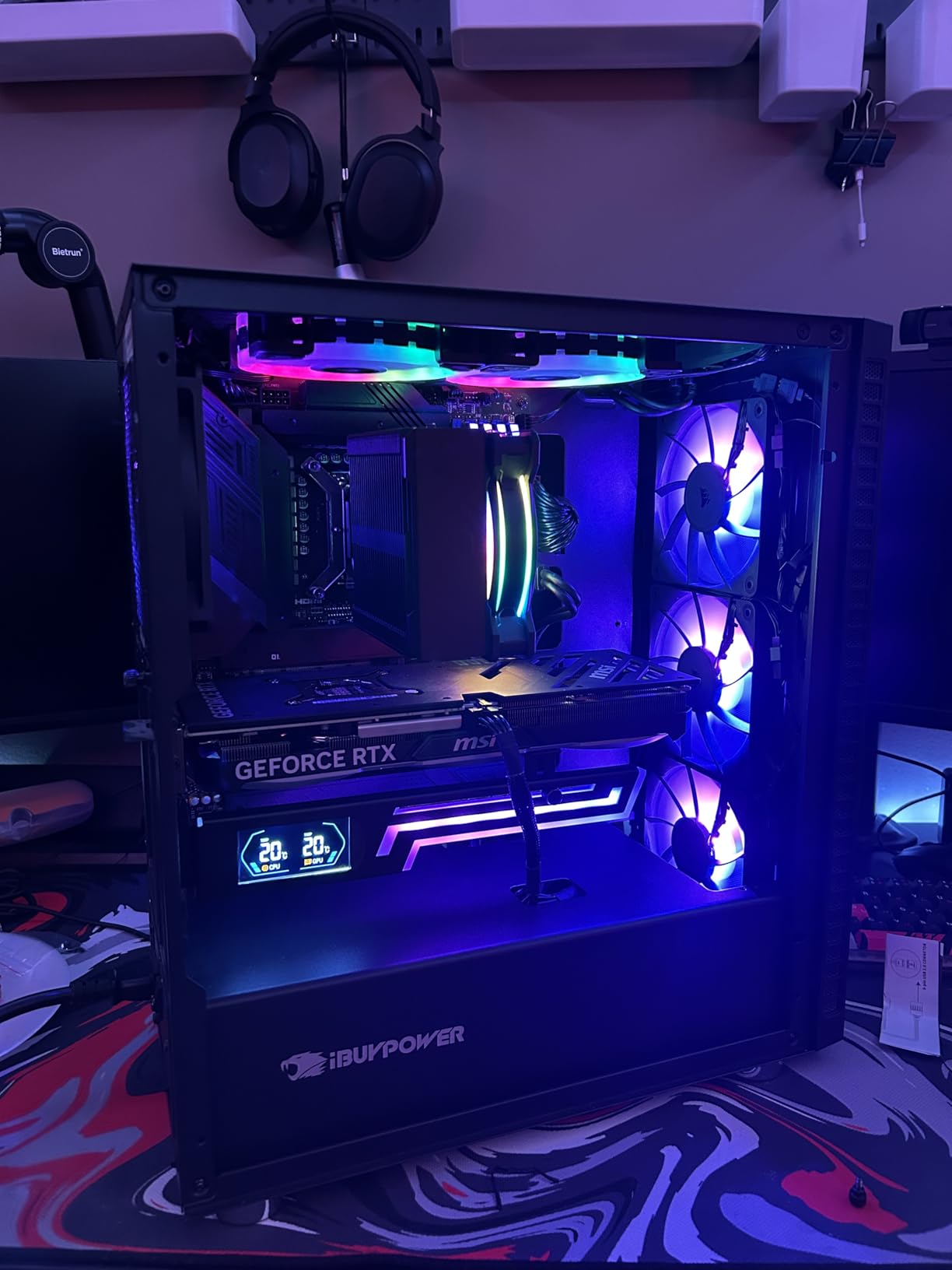 ARGB GPU Support Bracket with CPU & GPU Temp Display, Universal Graphics Card Support, Multi Angle Adjustable GPU Sag Bracket for Video Cards, GPU Stand Built-in 5V3PIN Addressable RGB Strip customer photo 2