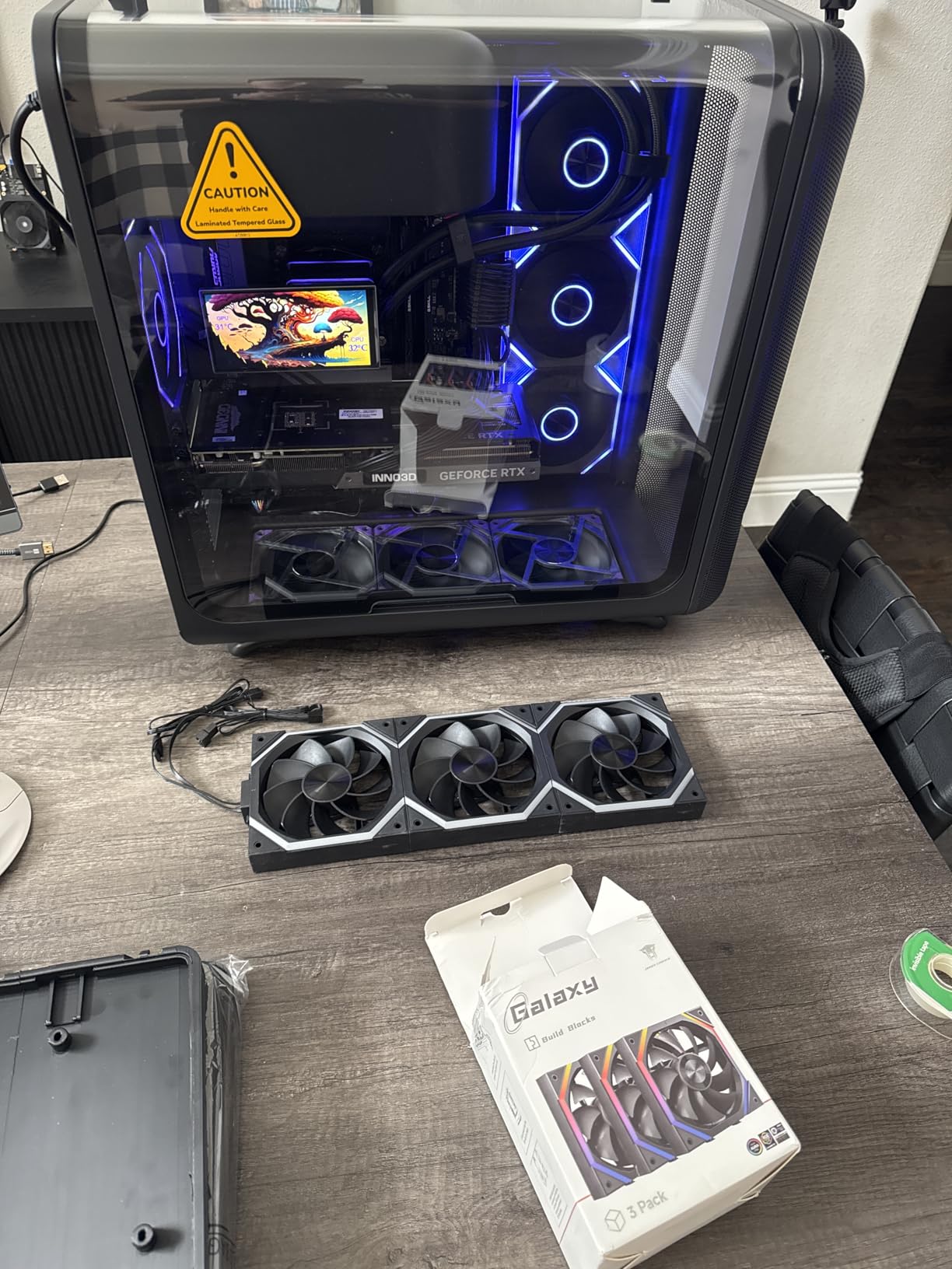 Jungle Leopard Interstellar V1 120mm PC Case Fans, Infinity Mirror Module Daisy-Chain, 2000RPM PWM Case Fans 120mm Triple Pack Suitable for Computer Case & CPU Cooling (Black Reverse) customer photo 1