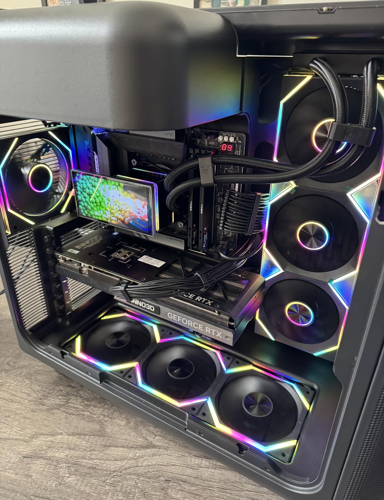 Jungle Leopard Interstellar V1 120mm PC Case Fans, Infinity Mirror Module Daisy-Chain, 2000RPM PWM Case Fans 120mm Triple Pack Suitable for Computer Case & CPU Cooling (Black Reverse) customer photo 2