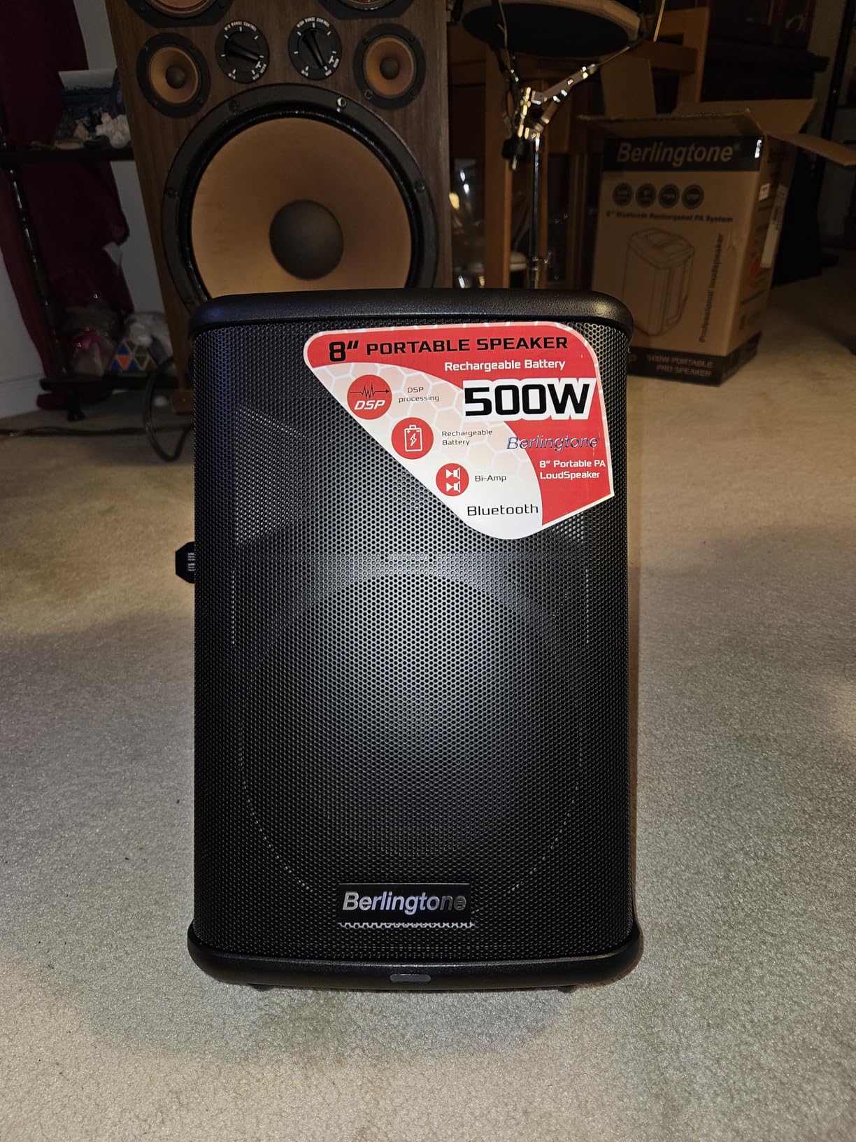8-Inch 500W Powered PA Speaker System, USB Port, Portable Loud DJ Speaker, TWS, Mic/Guitar Connection, Built-in Rechargeable Battery for DJ, Party, Meeting, Church, Karaoke, Musicians customer photo 2