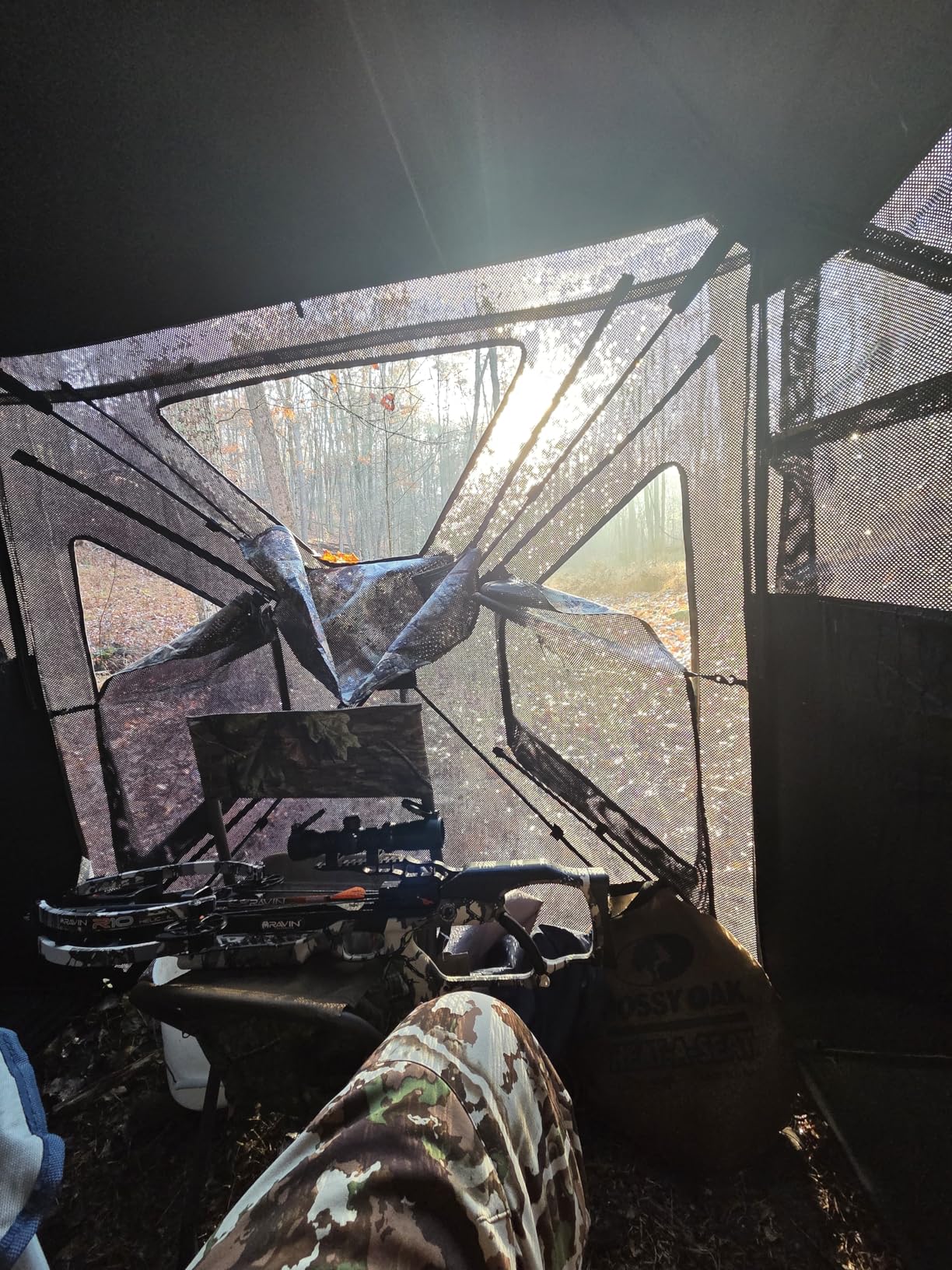 TIDEWE Hunting Blind 270 Degree Full See Through with Windproof Curtain, Silent Magnetic Door & Sliding Windows, Pop Up Ground Blind with Carrying Bag, 300D Portable Tent customer photo 1
