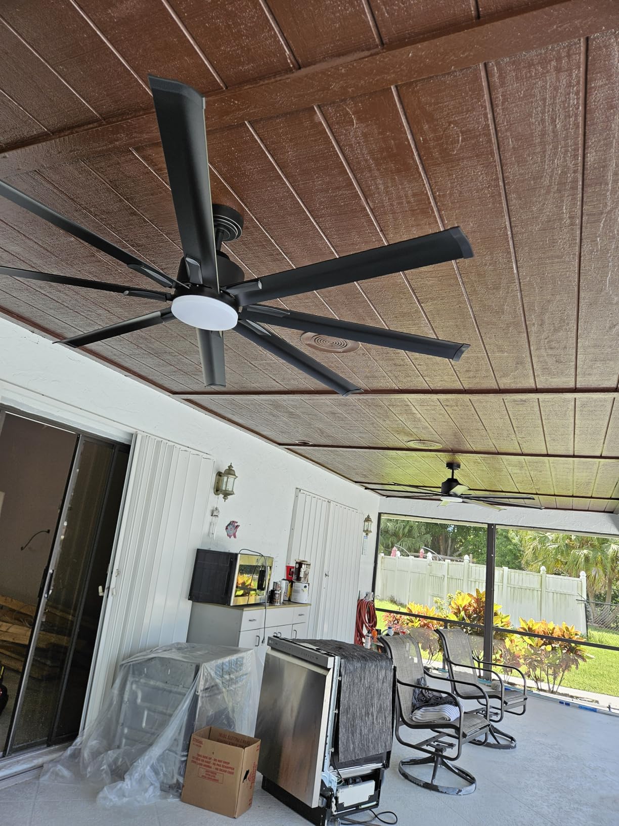 72 Inch Smart Ceiling Fan with Light and Remote via WIFI Alexa, Industrial Ceiling Fan with 8 Black Aluminum Blades, 3000-6000K Dimmable, 6 Speeds, Indoor Outdoor Ceiling Fans for Patio Living Room customer photo 1