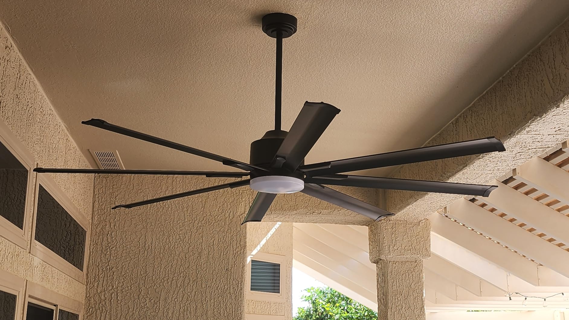 72 Inch Smart Ceiling Fan with Light and Remote via WIFI Alexa, Industrial Ceiling Fan with 8 Black Aluminum Blades, 3000-6000K Dimmable, 6 Speeds, Indoor Outdoor Ceiling Fans for Patio Living Room customer photo 2