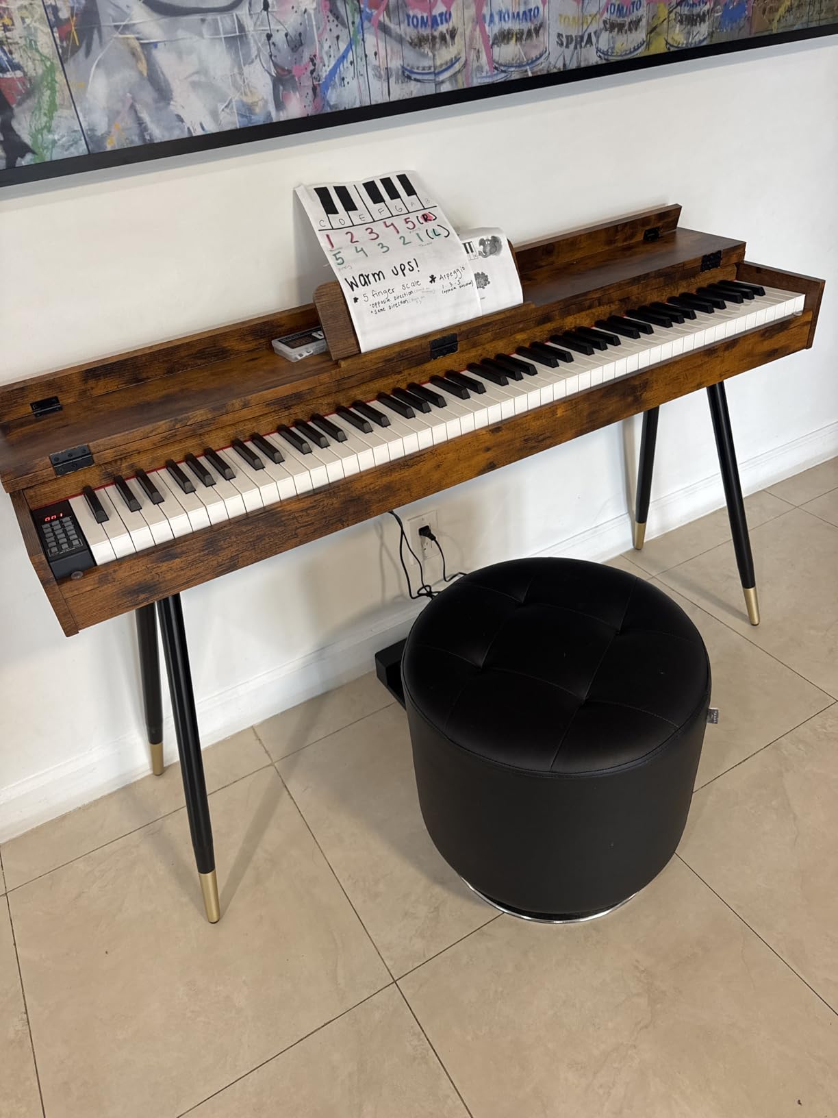 STRICH SDP-350S 88 Key Digital Piano, Hammer-Action Weighted Keyboard, Full Size Desk Cover Electric Piano Keyboard with Stand, 25Wx2 Speakers, Headphones, Three Pedal, SDP-350S (Furniture Style) customer photo 2