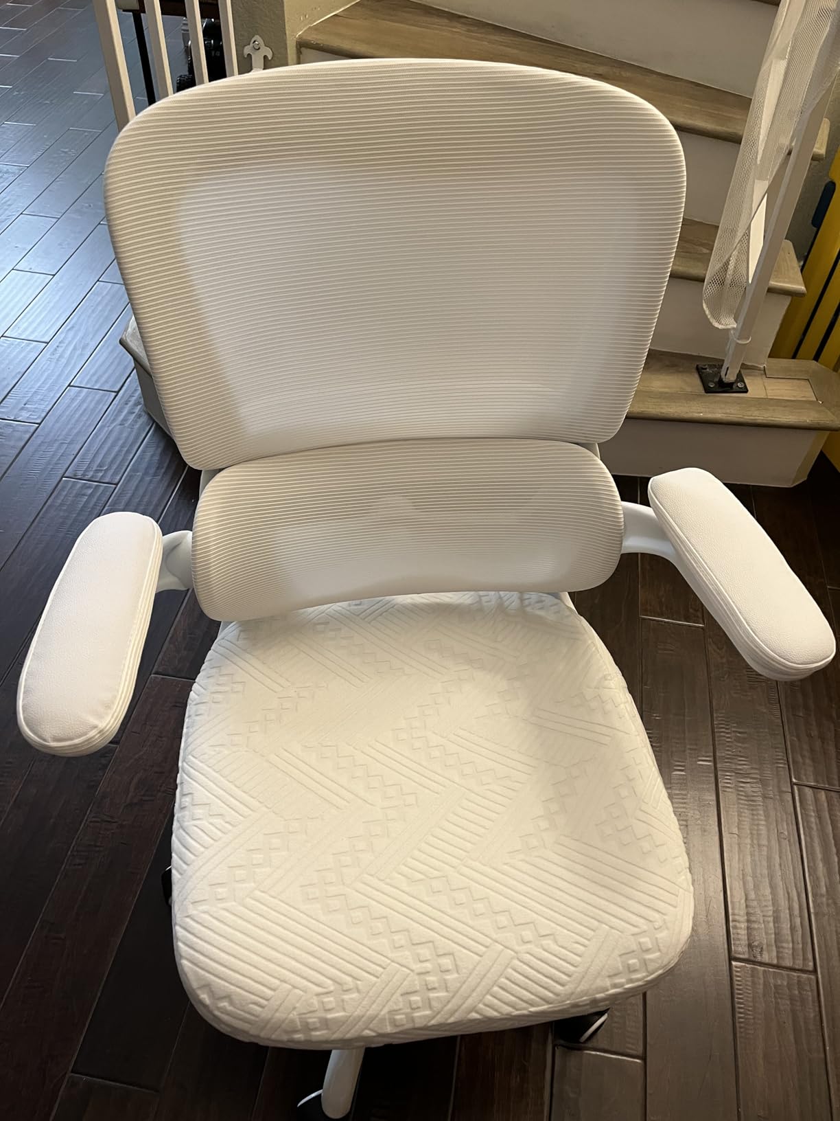 TRALT Ergonomic Office Chair - Desk Chair with Adjustable Lumbar Support Computer Chair - Mesh Comfy Chair with Flip-up Armrests - Gaming Chairs for Adults Home Office (Leather, White) customer photo 2