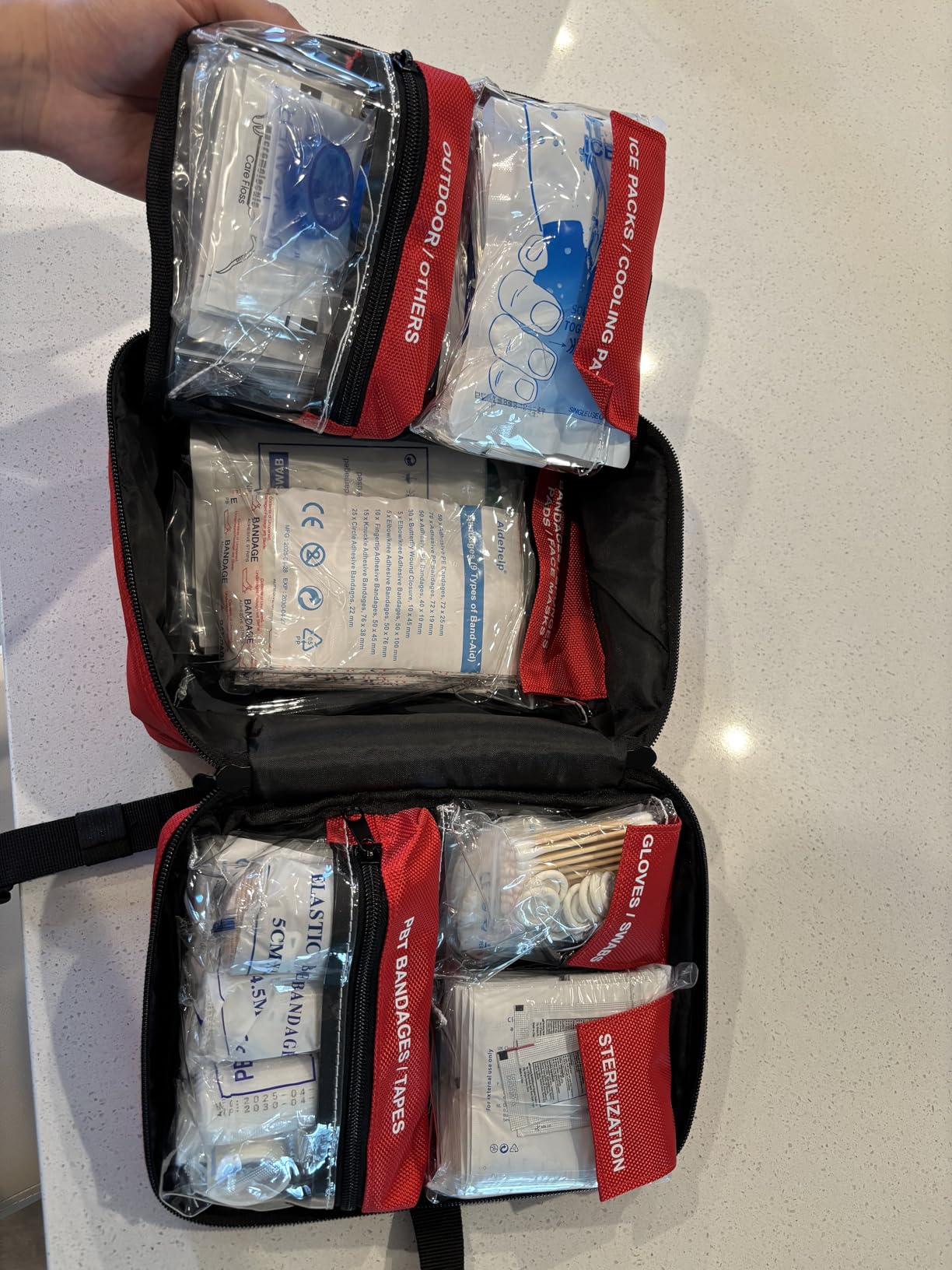 520 Pieces Premium First Aid Kit - Large Emergency Medical Kit for Survival, Car, Home, Travel, Camping, Backpack, Hiking, School (Red) customer photo 2